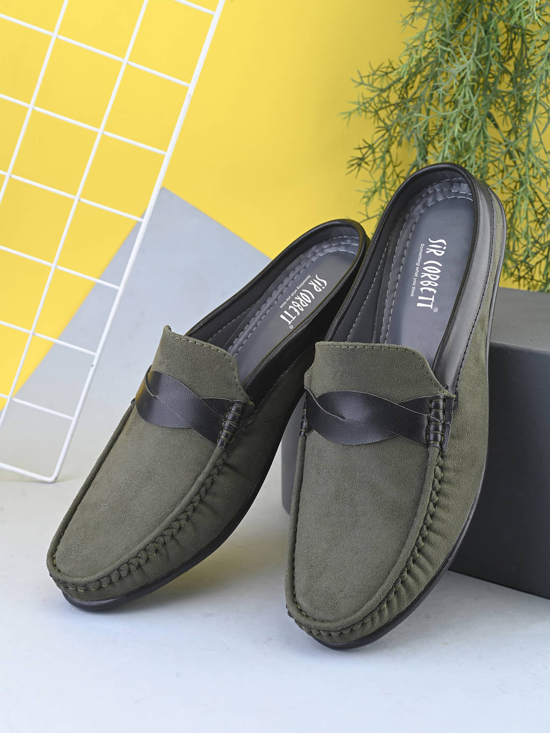 Sir Corbett Olive Men's Slip on - Formal Shoes | Buy online on ZillyBuy