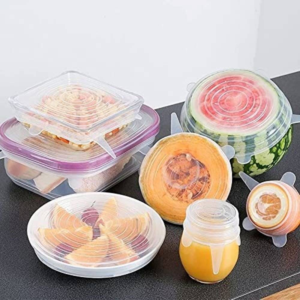     			Suraj Enterprises Reusable Silicone Stretch Lids 6 pcs ( Set of 6 ), Silicon Lid Cover