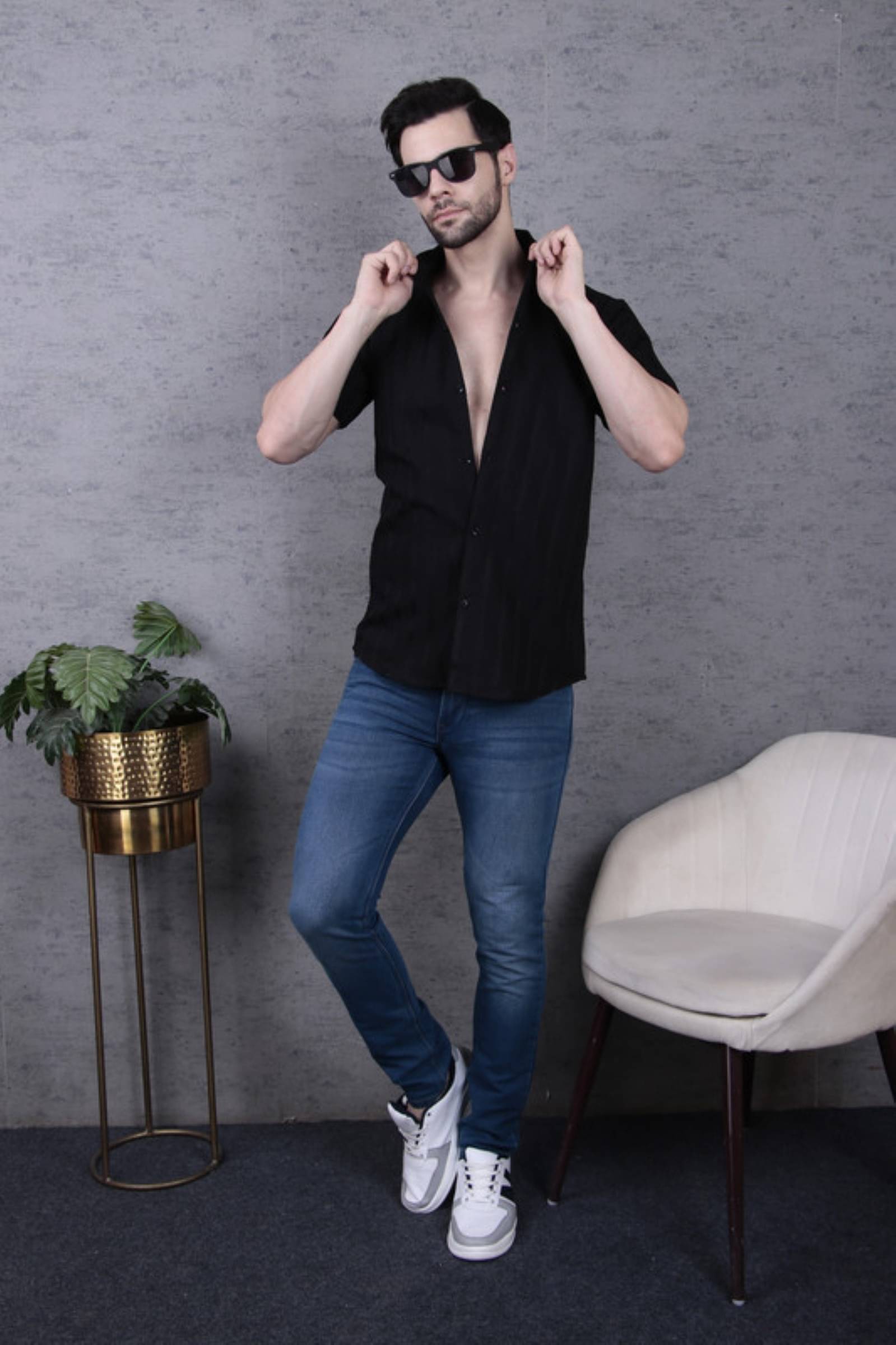 Tater Garments Polyester Regular Fit Self Design Half Sleeves Men's Casual Shirt - Black ( Pack of 1 ) Tater Garments Polyester Regular Fit Self Design Half Sleeves Men's Casual Shirt - Black ( Pack of 1 )