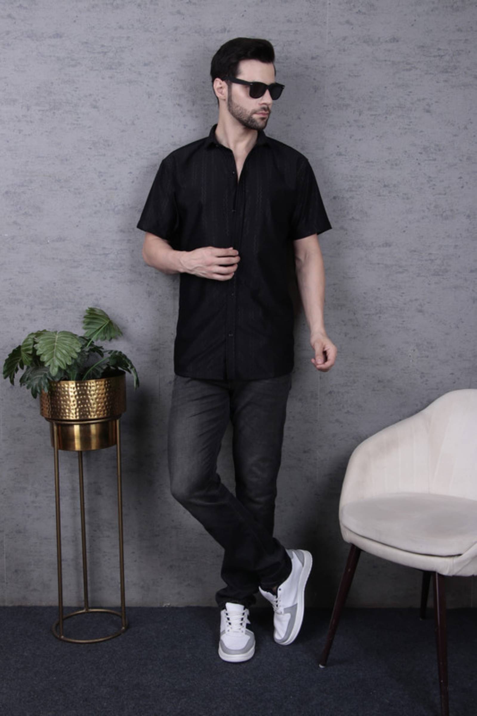 Tater Garments Polyester Regular Fit Striped Half Sleeves Men's Casual Shirt - Black ( Pack of 1 ) Tater Garments Polyester Regular Fit Striped Half Sleeves Men's Casual Shirt - Black ( Pack of 1 )