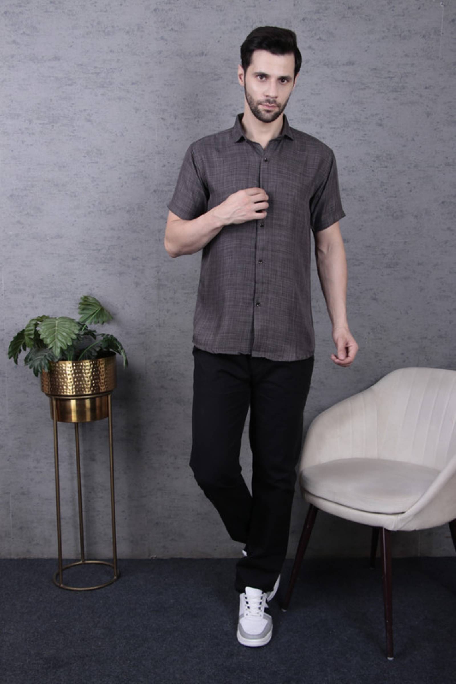 Tater Garments Polyester Regular Fit Solids Half Sleeves Men's Casual Shirt - Brown ( Pack of 1 ) Tater Garments Polyester Regular Fit Solids Half Sleeves Men's Casual Shirt - Brown ( Pack of 1 )