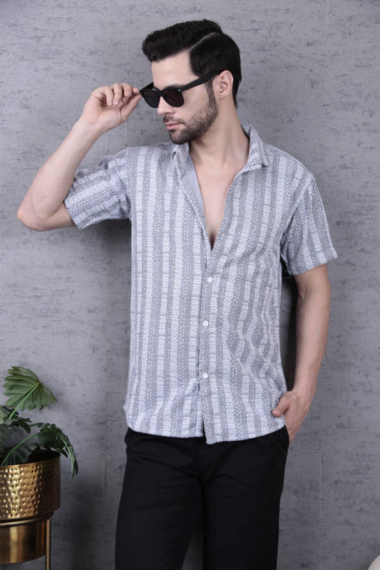     			Tater Garments Polyester Regular Fit Striped Half Sleeves Men's Casual Shirt - Multicolor ( Pack of 1 )