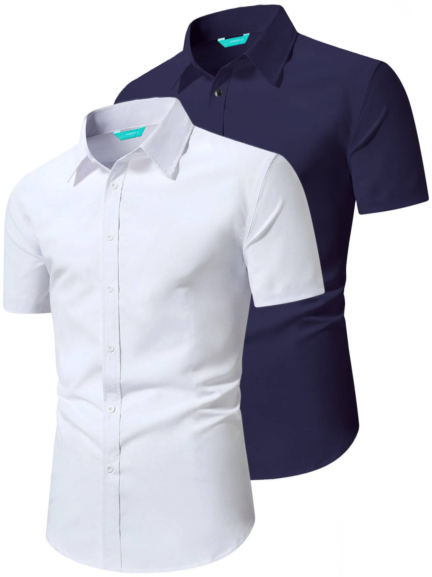 VIMASUTI Cotton Blend Slim Fit Half Sleeves Men's Formal Shirt - Navy Blue ( Pack of 2 ) VIMASUTI Cotton Blend Slim Fit Half Sleeves Men's Formal Shirt - Navy Blue ( Pack of 2 )