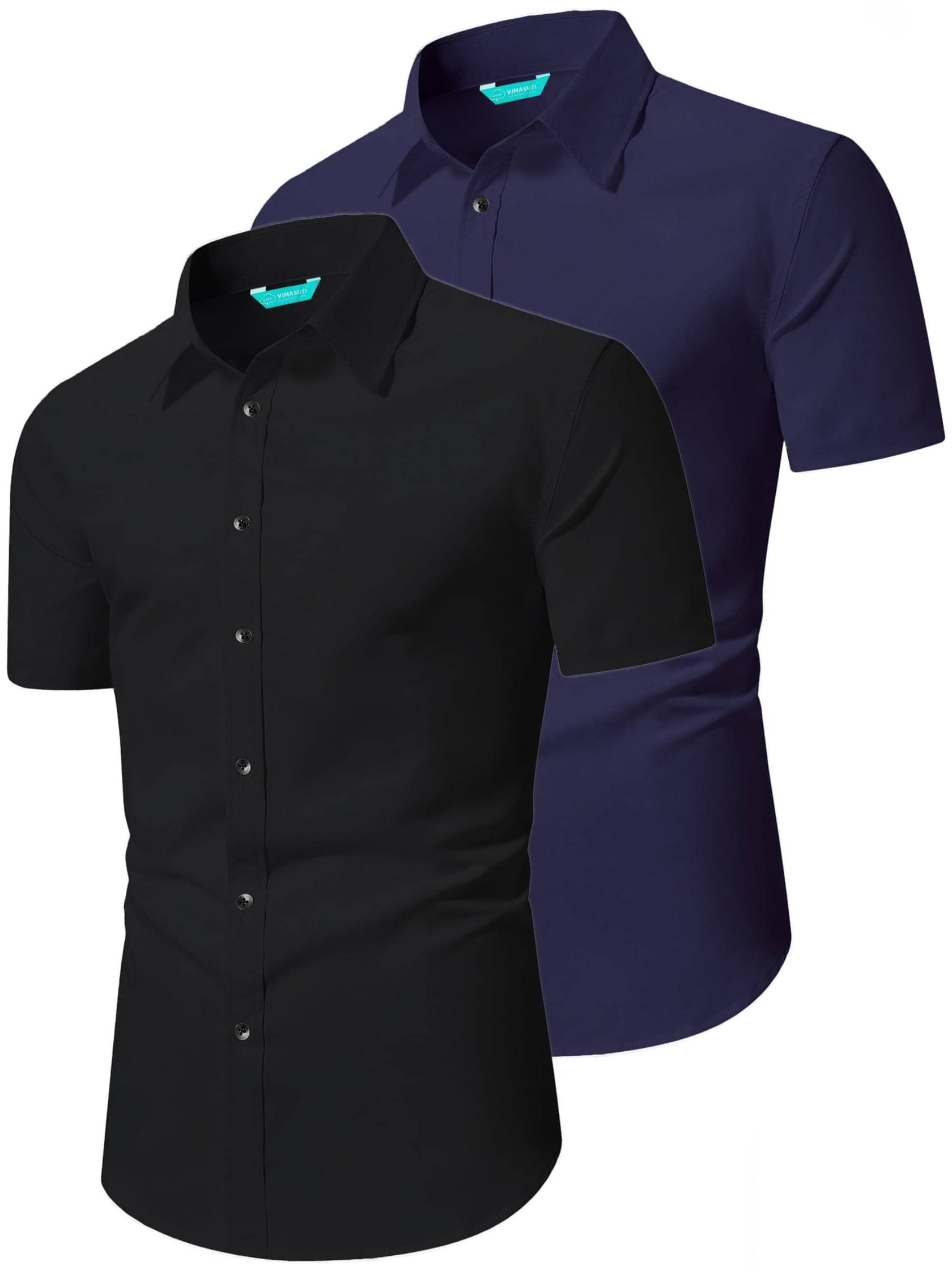     			VIMASUTI Cotton Blend Slim Fit Half Sleeves Men's Formal Shirt - Navy Blue ( Pack of 2 )