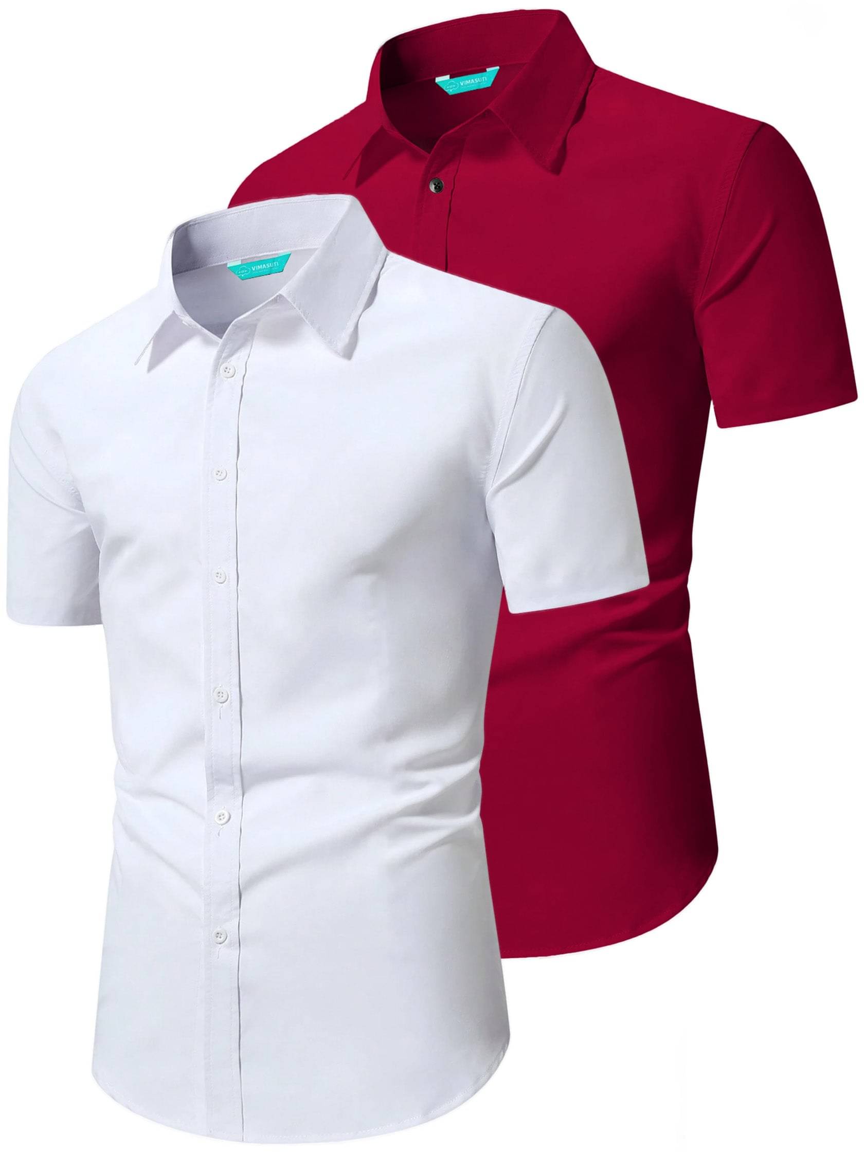 VIMASUTI Cotton Blend Slim Fit Half Sleeves Men's Formal Shirt - Maroon ( Pack of 2 ) VIMASUTI Cotton Blend Slim Fit Half Sleeves Men's Formal Shirt - Maroon ( Pack of 2 )