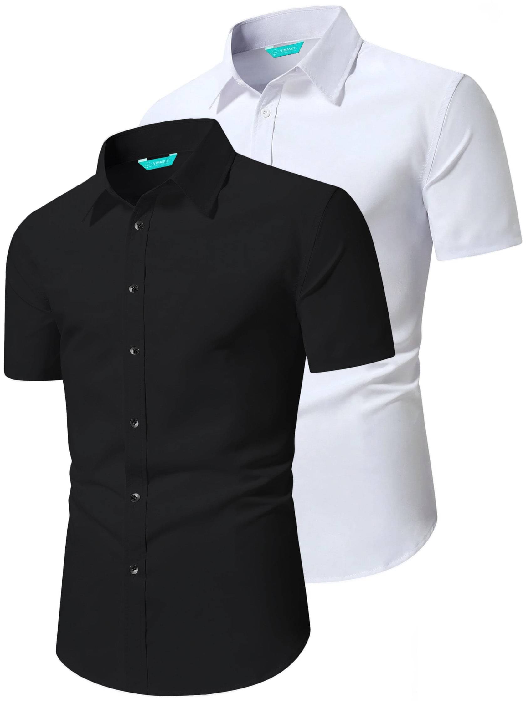 VIMASUTI Cotton Blend Slim Fit Half Sleeves Men's Formal Shirt - White ( Pack of 2 ) VIMASUTI Cotton Blend Slim Fit Half Sleeves Men's Formal Shirt - White ( Pack of 2 )