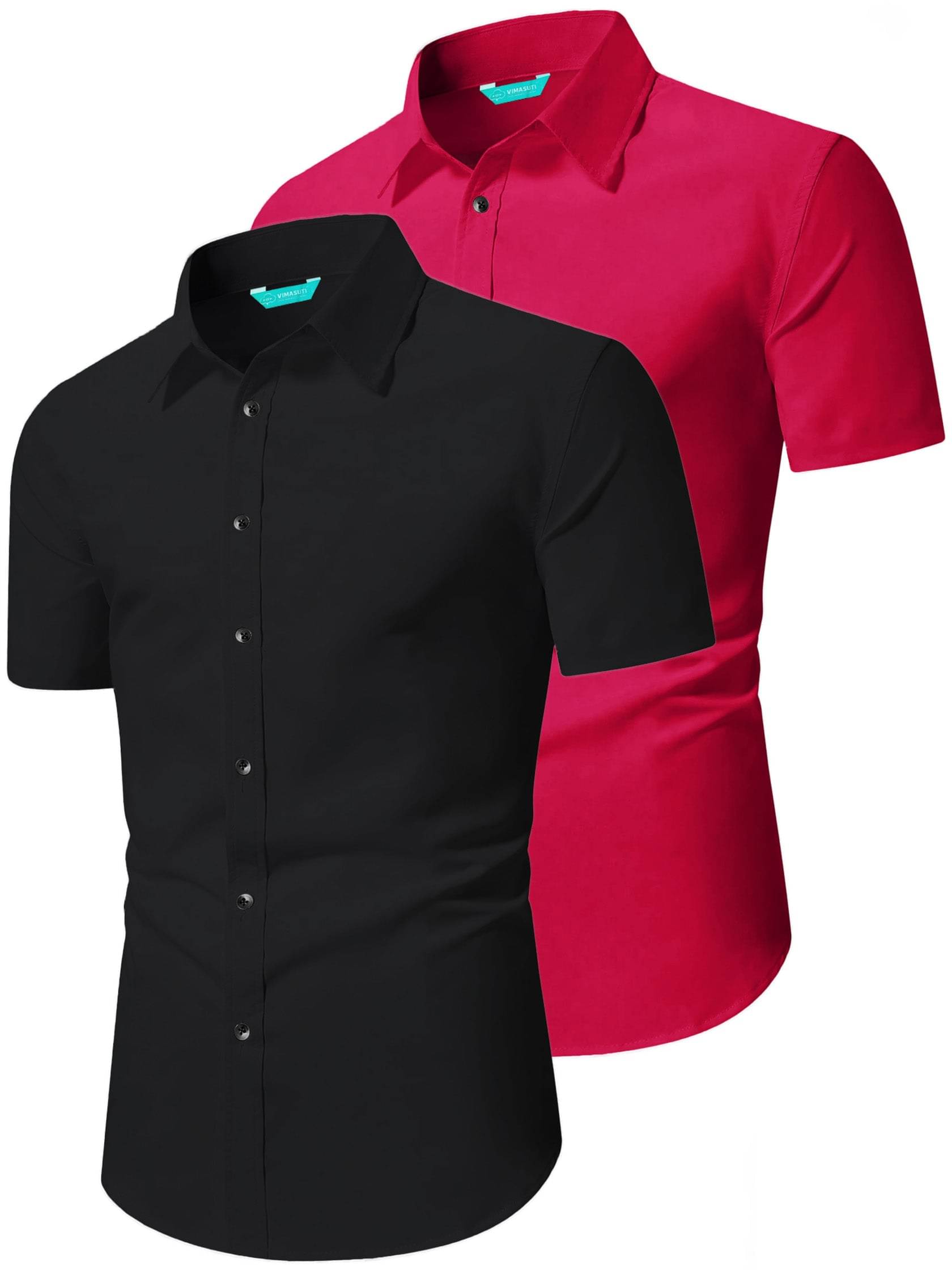VIMASUTI Cotton Blend Slim Fit Half Sleeves Men's Formal Shirt - Red ( Pack of 2 ) VIMASUTI Cotton Blend Slim Fit Half Sleeves Men's Formal Shirt - Red ( Pack of 2 )