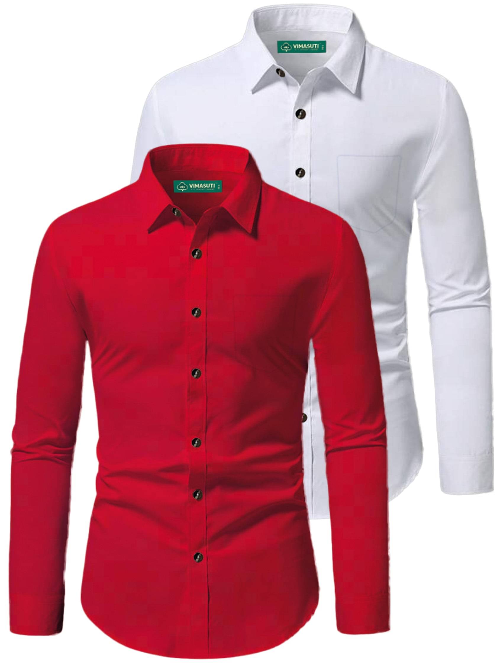VIMASUTI Cotton Blend Slim Fit Full Sleeves Men's Formal Shirt - Red ( Pack of 2 ) VIMASUTI Cotton Blend Slim Fit Full Sleeves Men's Formal Shirt - Red ( Pack of 2 )
