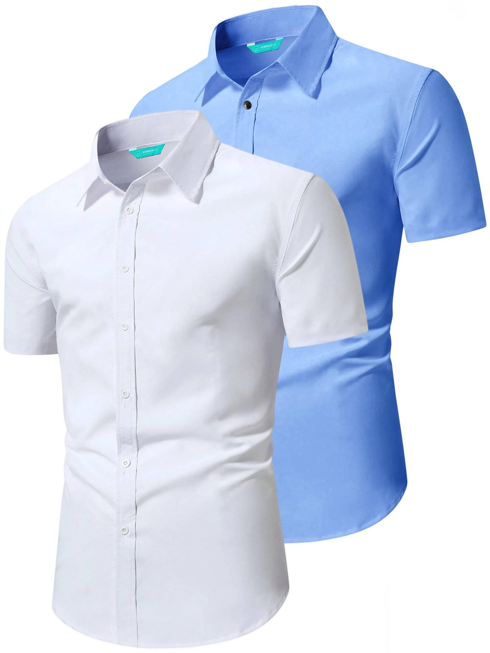 VIMASUTI Cotton Blend Slim Fit Half Sleeves Men's Formal Shirt - Mint Green ( Pack of 2 ) VIMASUTI Cotton Blend Slim Fit Half Sleeves Men's Formal Shirt - Mint Green ( Pack of 2 )