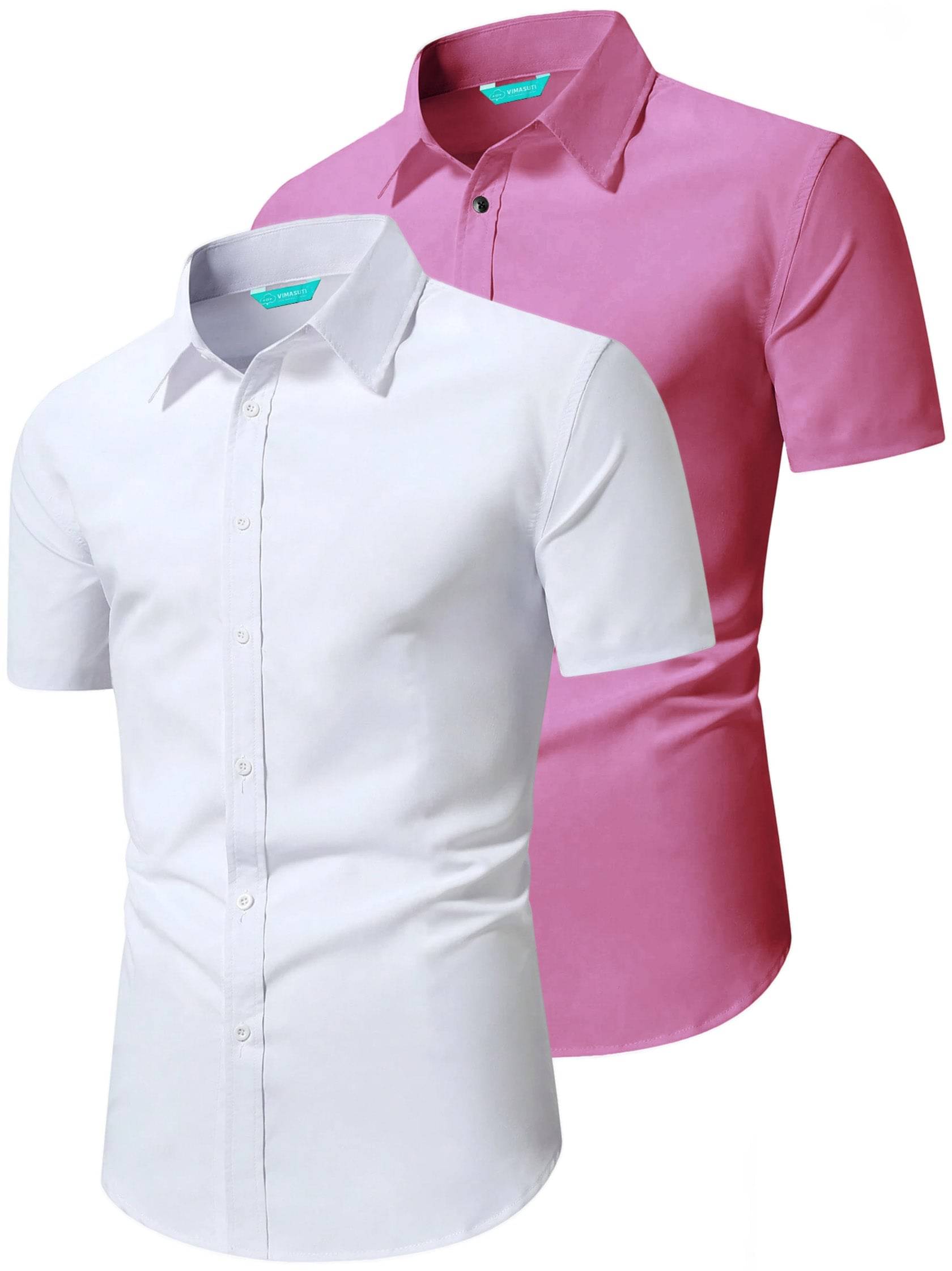     			VIMASUTI Cotton Blend Slim Fit Half Sleeves Men's Formal Shirt - Peach ( Pack of 2 )