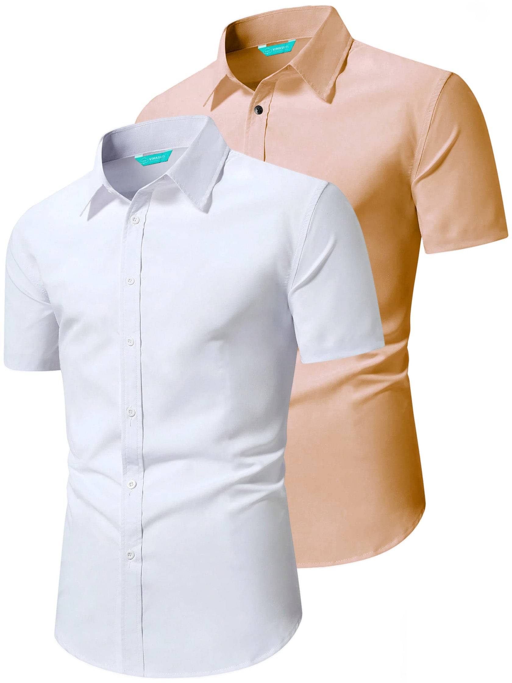 VIMASUTI Cotton Blend Slim Fit Half Sleeves Men's Formal Shirt - Orange ( Pack of 2 ) VIMASUTI Cotton Blend Slim Fit Half Sleeves Men's Formal Shirt - Orange ( Pack of 2 )