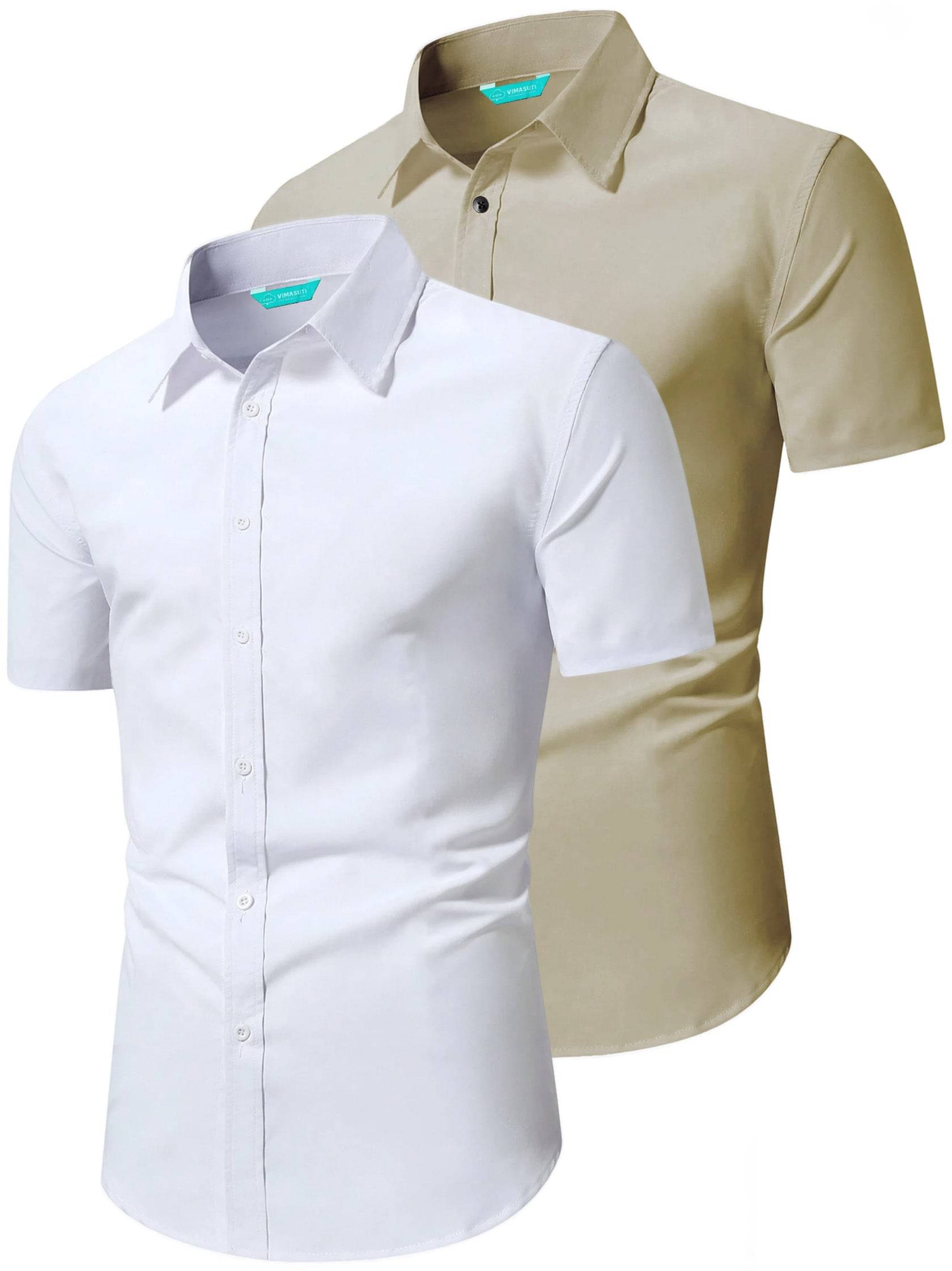 VIMASUTI Cotton Blend Slim Fit Half Sleeves Men's Formal Shirt - Beige ( Pack of 2 ) VIMASUTI Cotton Blend Slim Fit Half Sleeves Men's Formal Shirt - Beige ( Pack of 2 )