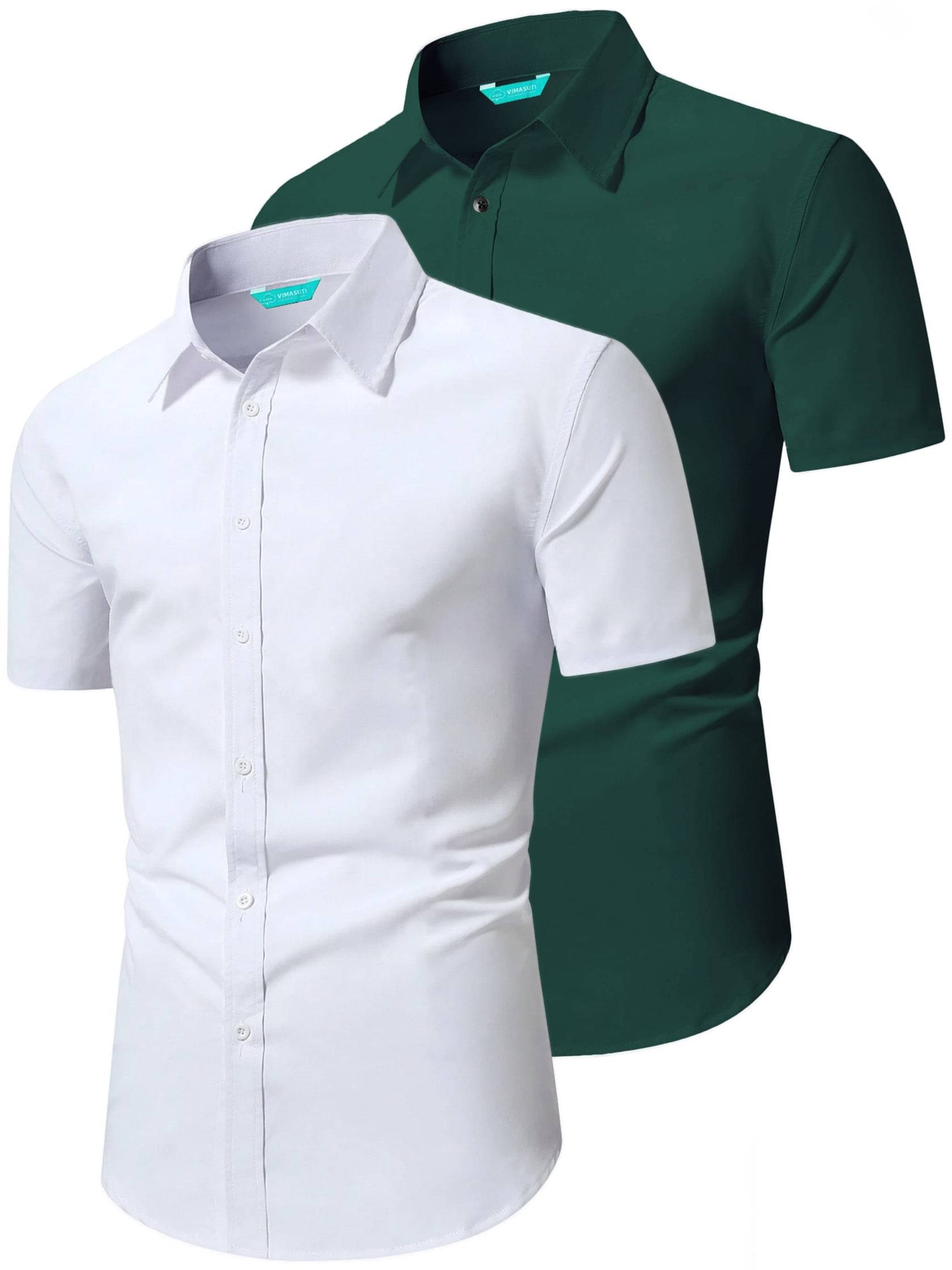 VIMASUTI Cotton Blend Slim Fit Half Sleeves Men's Formal Shirt - Green ( Pack of 2 ) VIMASUTI Cotton Blend Slim Fit Half Sleeves Men's Formal Shirt - Green ( Pack of 2 )