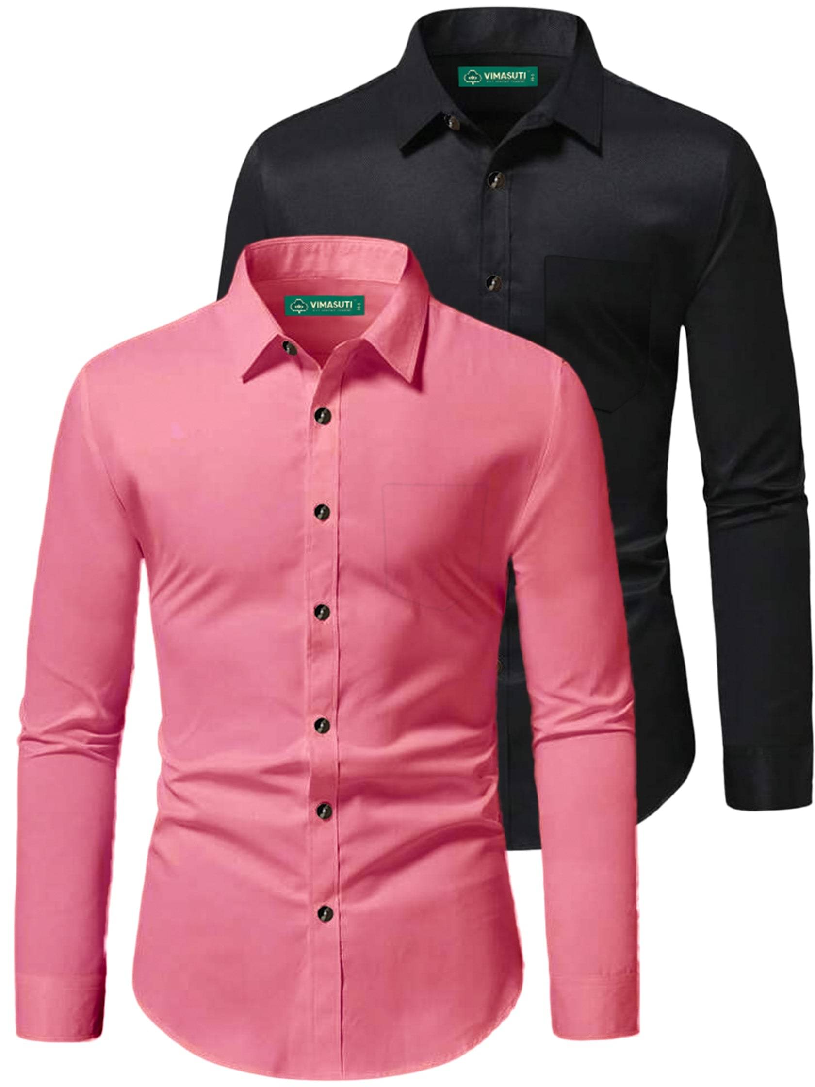     			VIMASUTI Cotton Blend Slim Fit Full Sleeves Men's Formal Shirt - Peach ( Pack of 2 )