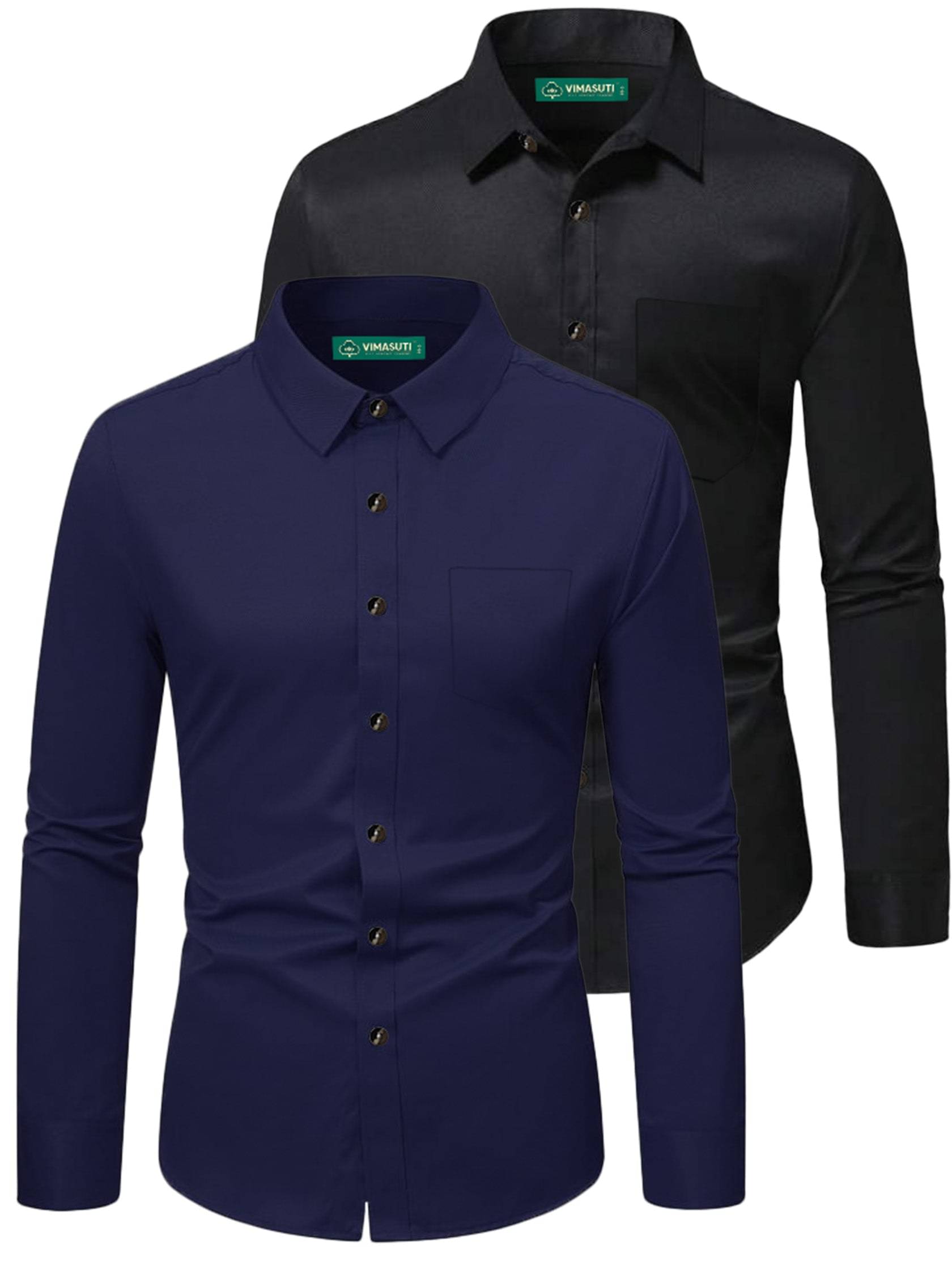     			VIMASUTI Cotton Blend Slim Fit Full Sleeves Men's Formal Shirt - Navy Blue ( Pack of 2 )
