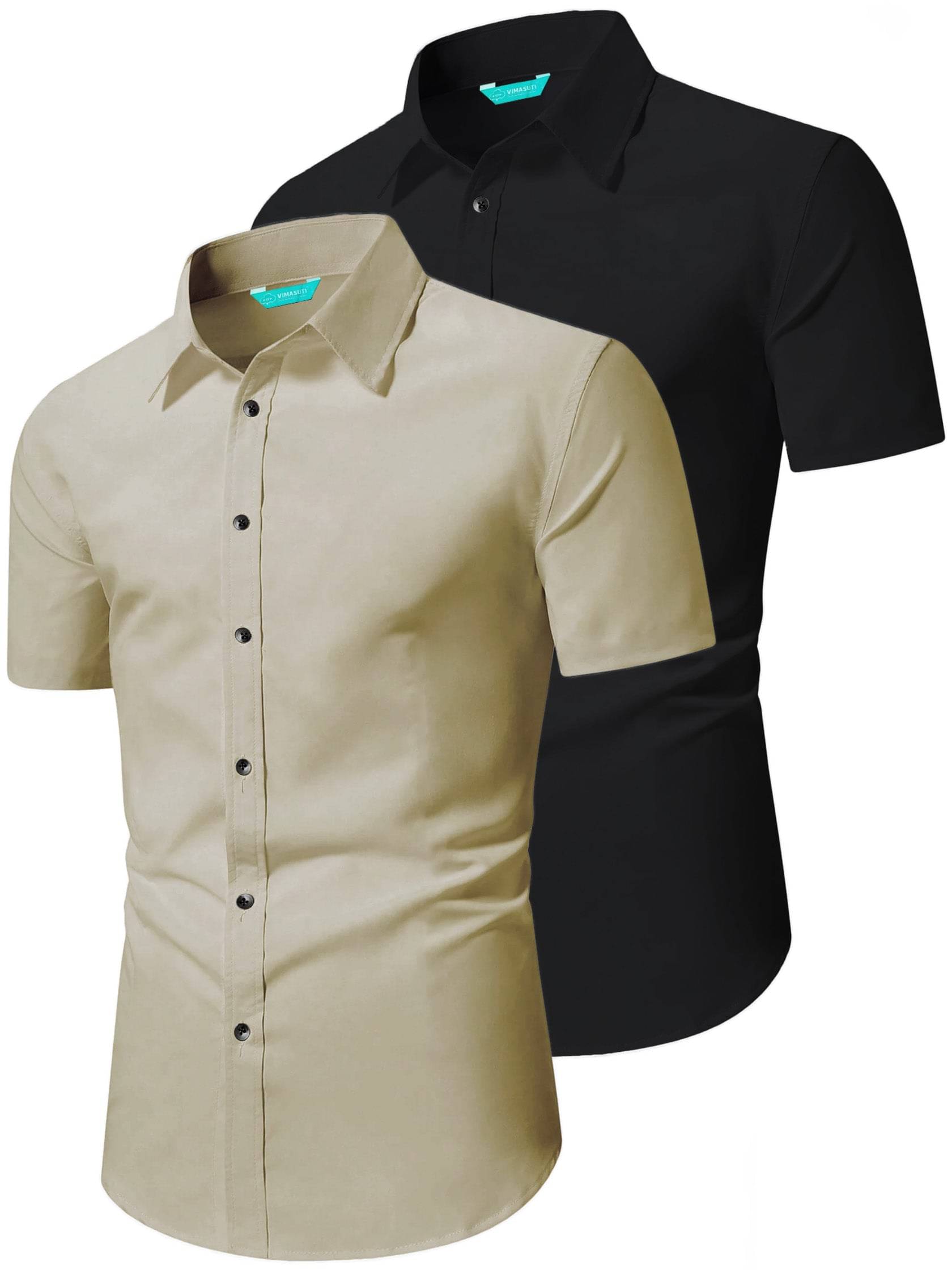     			VIMASUTI Cotton Blend Slim Fit Half Sleeves Men's Formal Shirt - Beige ( Pack of 2 )