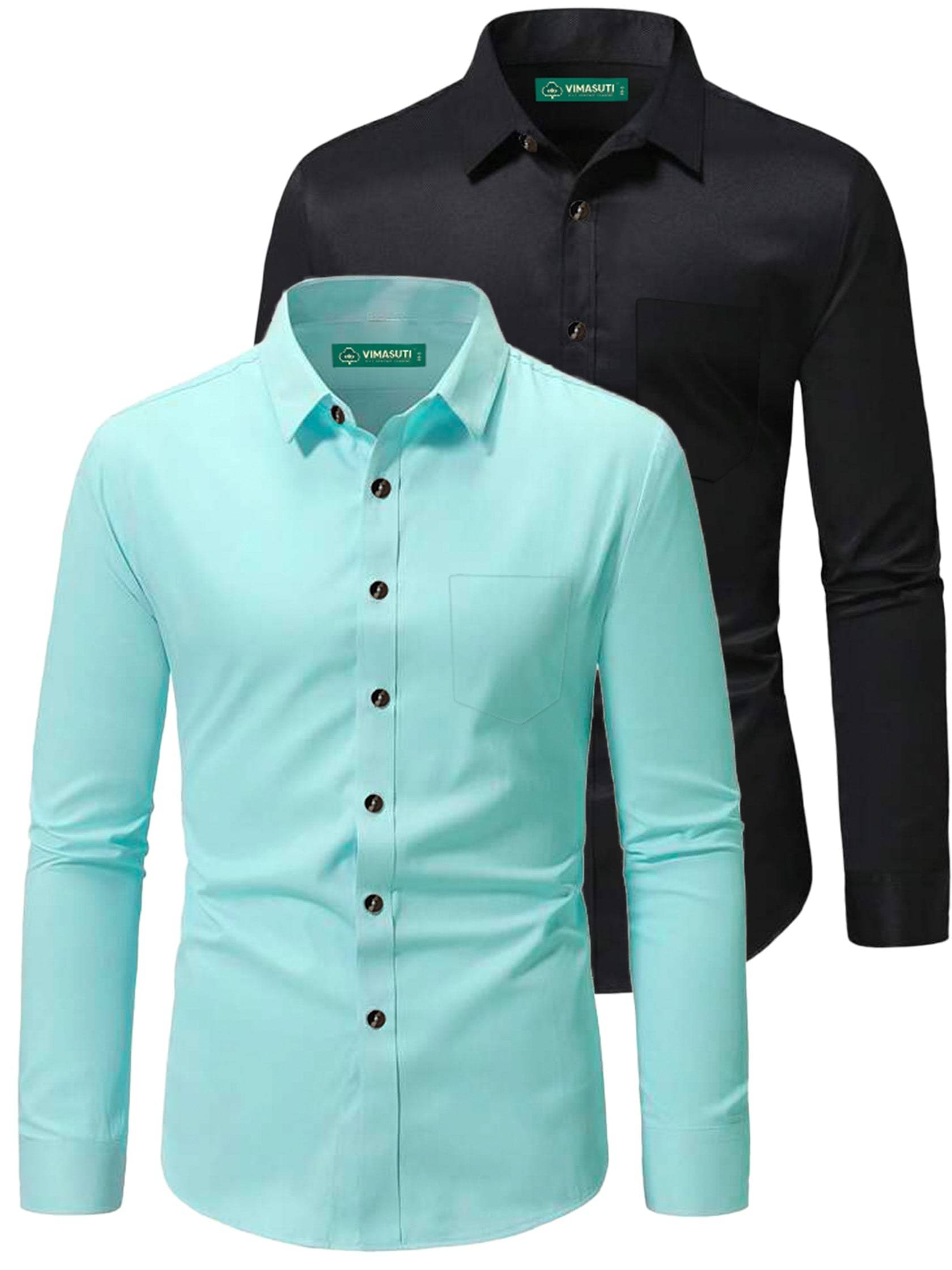 VIMASUTI Cotton Blend Slim Fit Full Sleeves Men's Formal Shirt - Light Blue ( Pack of 2 ) VIMASUTI Cotton Blend Slim Fit Full Sleeves Men's Formal Shirt - Light Blue ( Pack of 2 )
