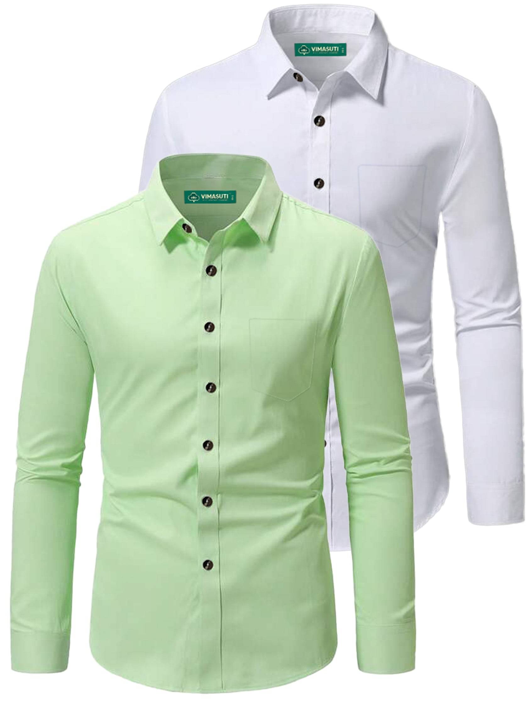 VIMASUTI Cotton Blend Slim Fit Full Sleeves Men's Formal Shirt - Sea Green ( Pack of 2 ) VIMASUTI Cotton Blend Slim Fit Full Sleeves Men's Formal Shirt - Sea Green ( Pack of 2 )