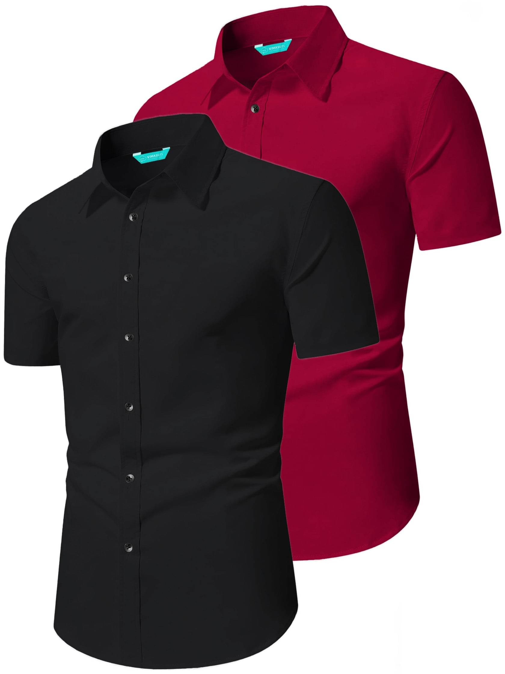     			VIMASUTI Cotton Blend Slim Fit Half Sleeves Men's Formal Shirt - Maroon ( Pack of 2 )
