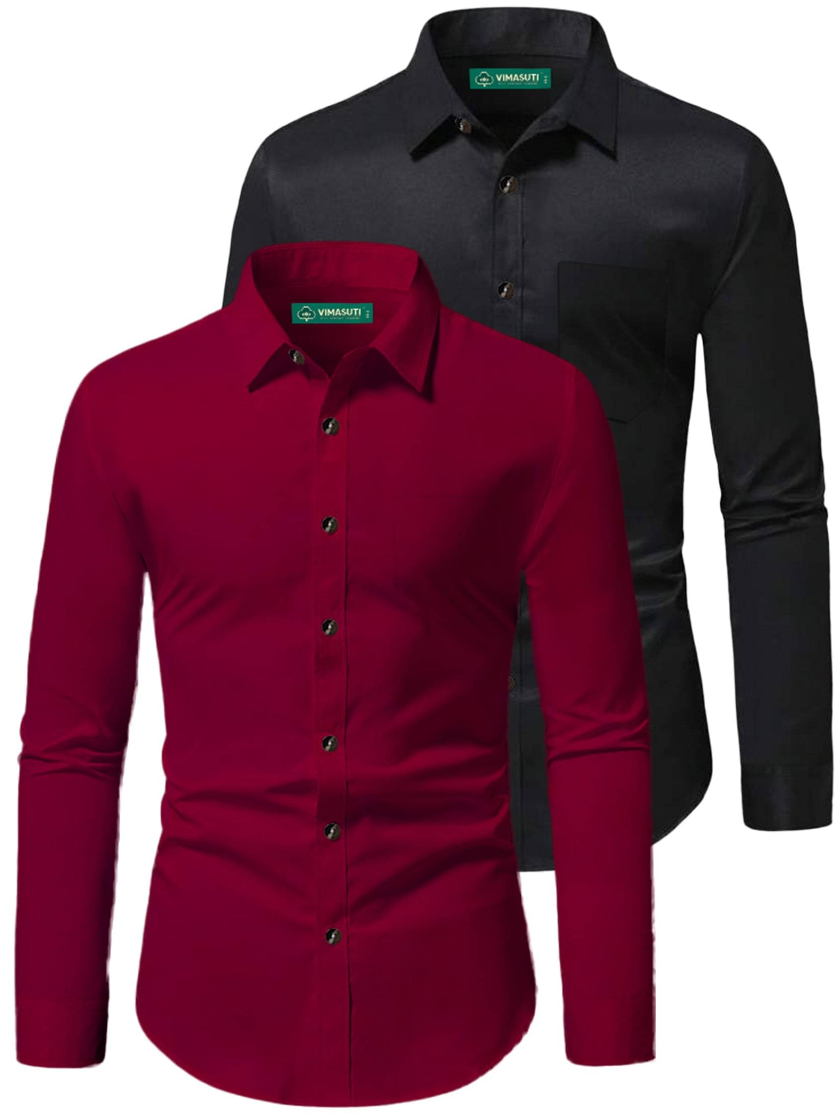 VIMASUTI Cotton Blend Slim Fit Full Sleeves Men's Formal Shirt - Maroon ( Pack of 2 ) VIMASUTI Cotton Blend Slim Fit Full Sleeves Men's Formal Shirt - Maroon ( Pack of 2 )