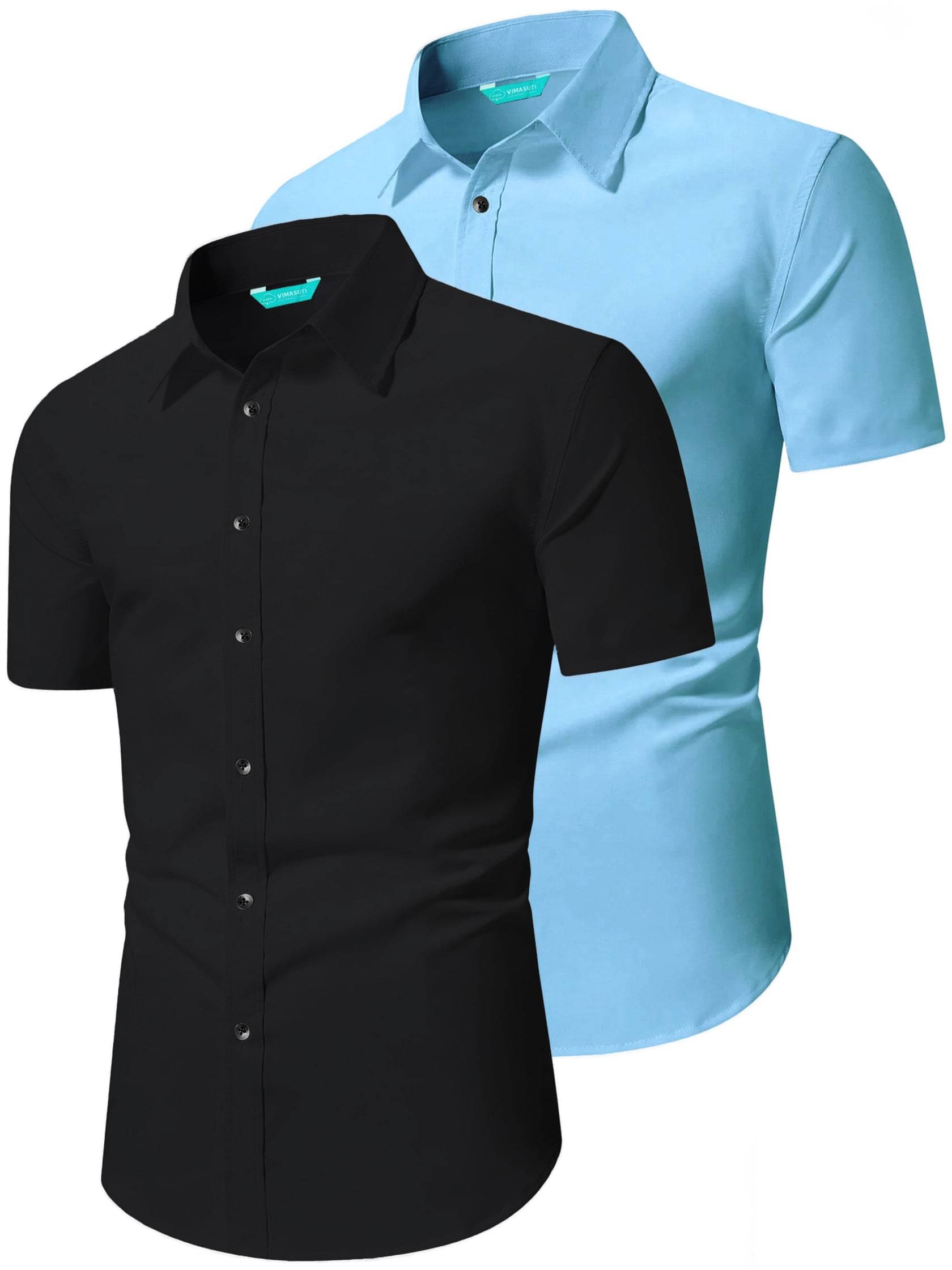     			VIMASUTI Cotton Blend Slim Fit Half Sleeves Men's Formal Shirt - Light Blue ( Pack of 2 )