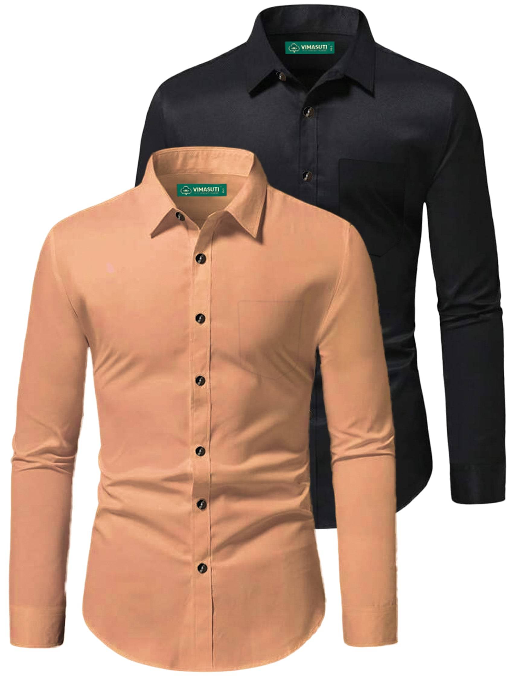     			VIMASUTI Cotton Blend Slim Fit Full Sleeves Men's Formal Shirt - Orange ( Pack of 2 )