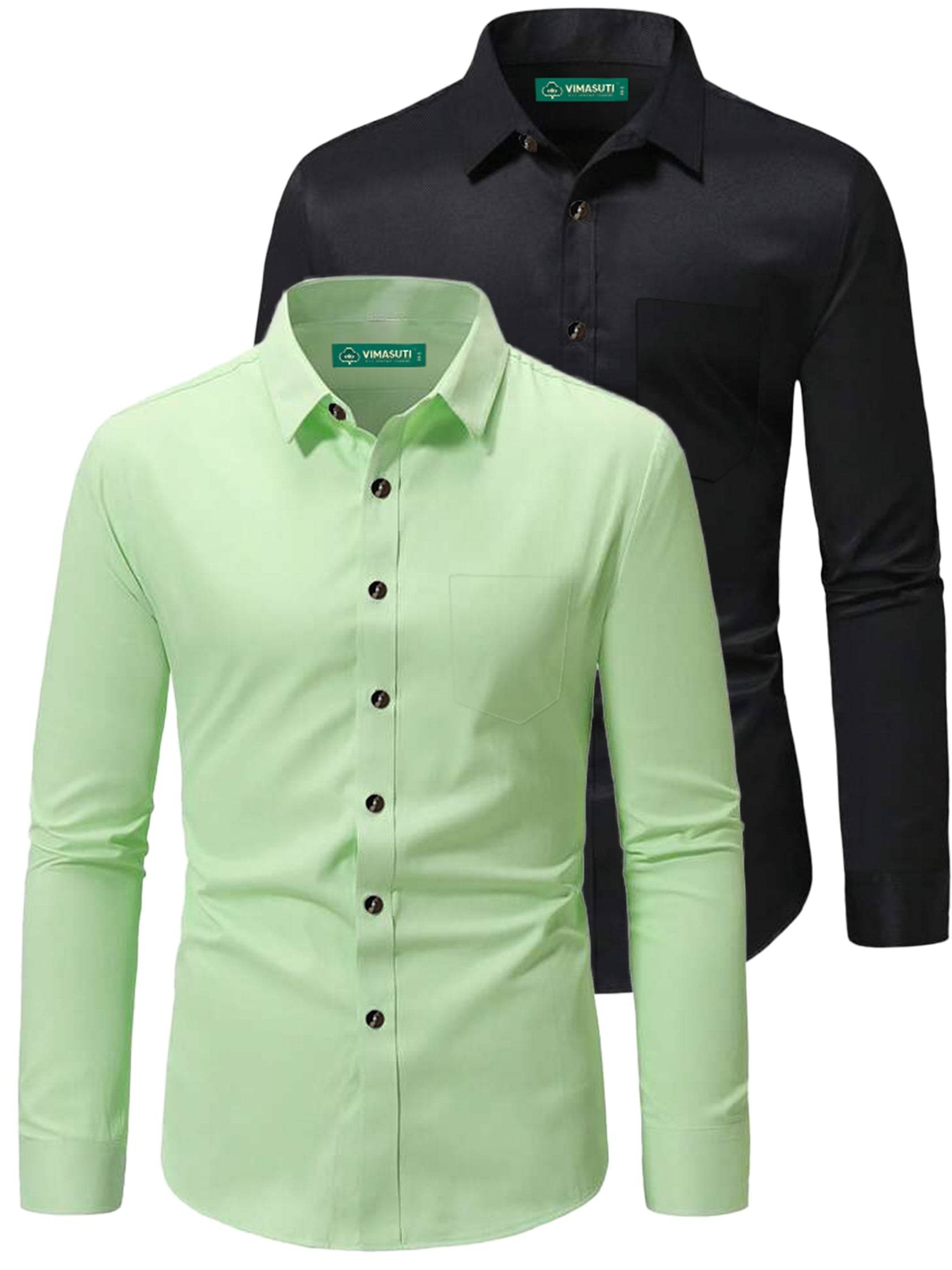 VIMASUTI Cotton Blend Slim Fit Full Sleeves Men's Formal Shirt - Sea Green ( Pack of 2 ) VIMASUTI Cotton Blend Slim Fit Full Sleeves Men's Formal Shirt - Sea Green ( Pack of 2 )