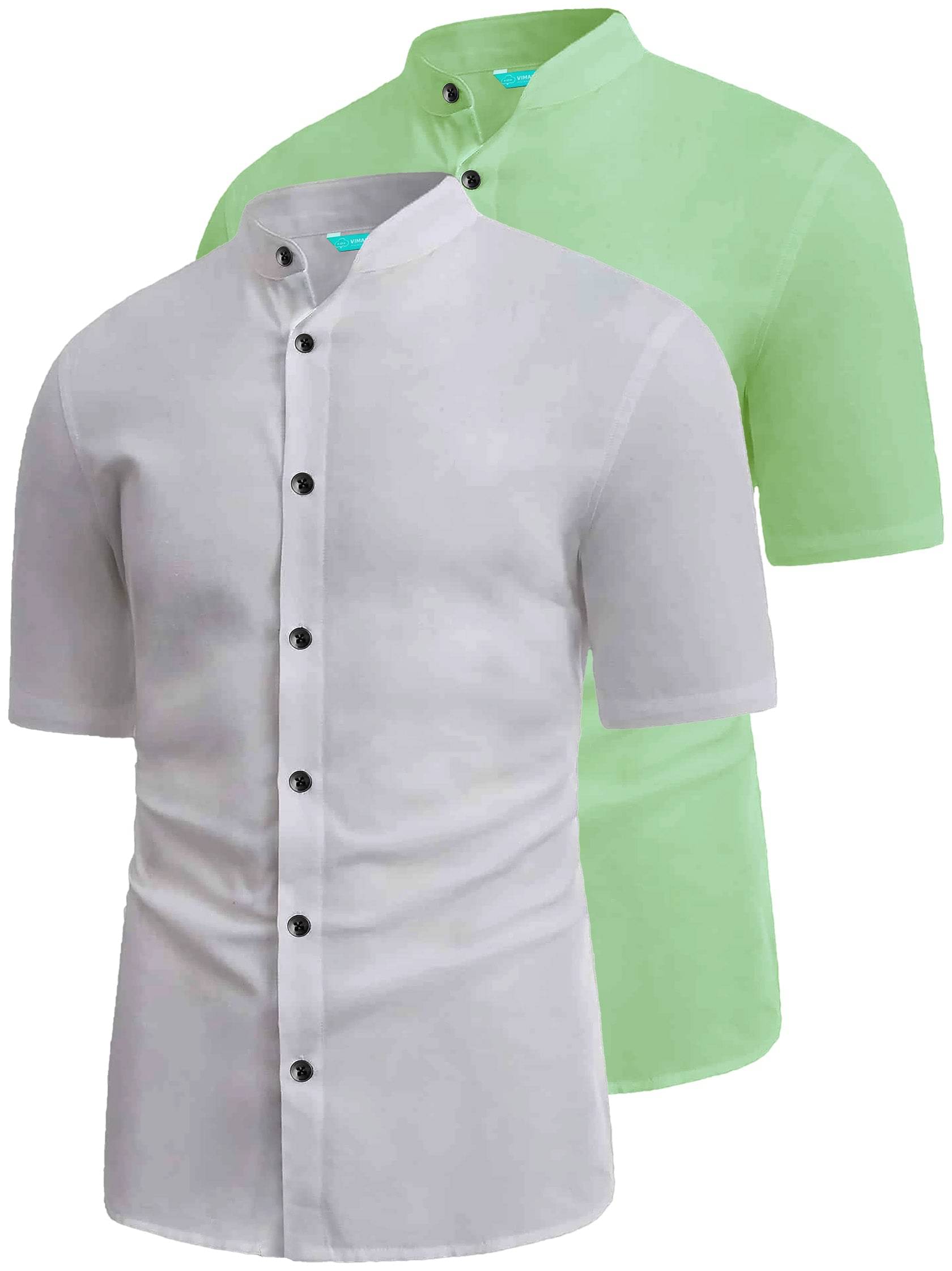     			VIMASUTI Cotton Blend Slim Fit Solids Half Sleeves Men's Casual Shirt - Sea Green ( Pack of 2 )