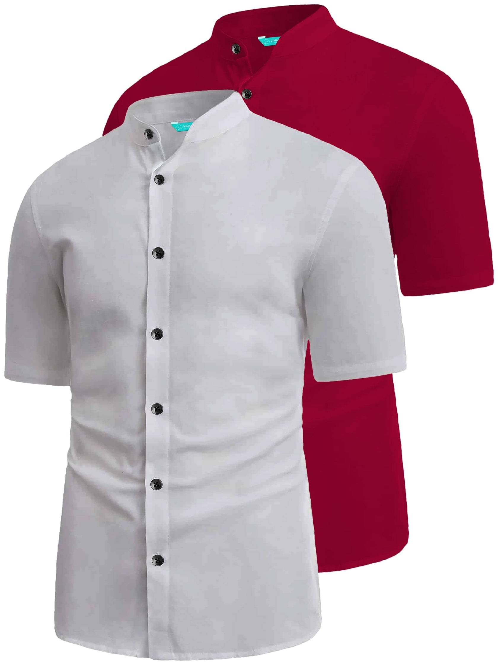     			VIMASUTI Cotton Blend Slim Fit Solids Half Sleeves Men's Casual Shirt - Maroon ( Pack of 2 )