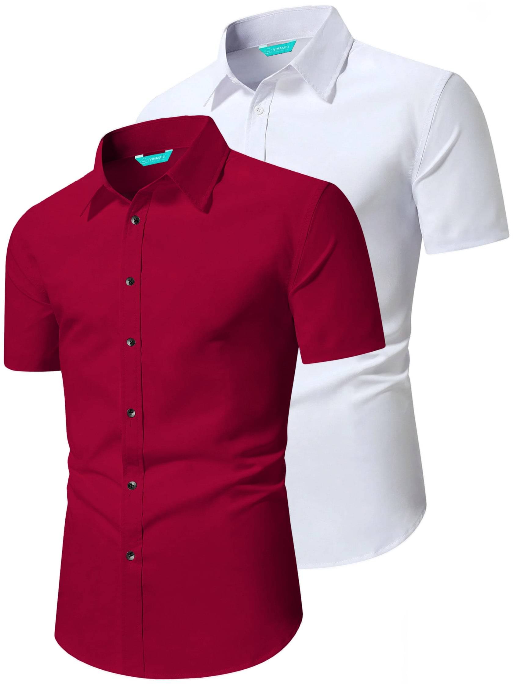     			VIMASUTI Cotton Blend Slim Fit Half Sleeves Men's Formal Shirt - Maroon ( Pack of 2 )