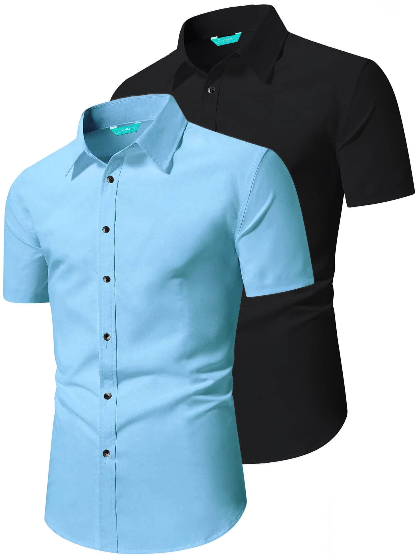     			VIMASUTI Cotton Blend Slim Fit Half Sleeves Men's Formal Shirt - Light Blue ( Pack of 2 )