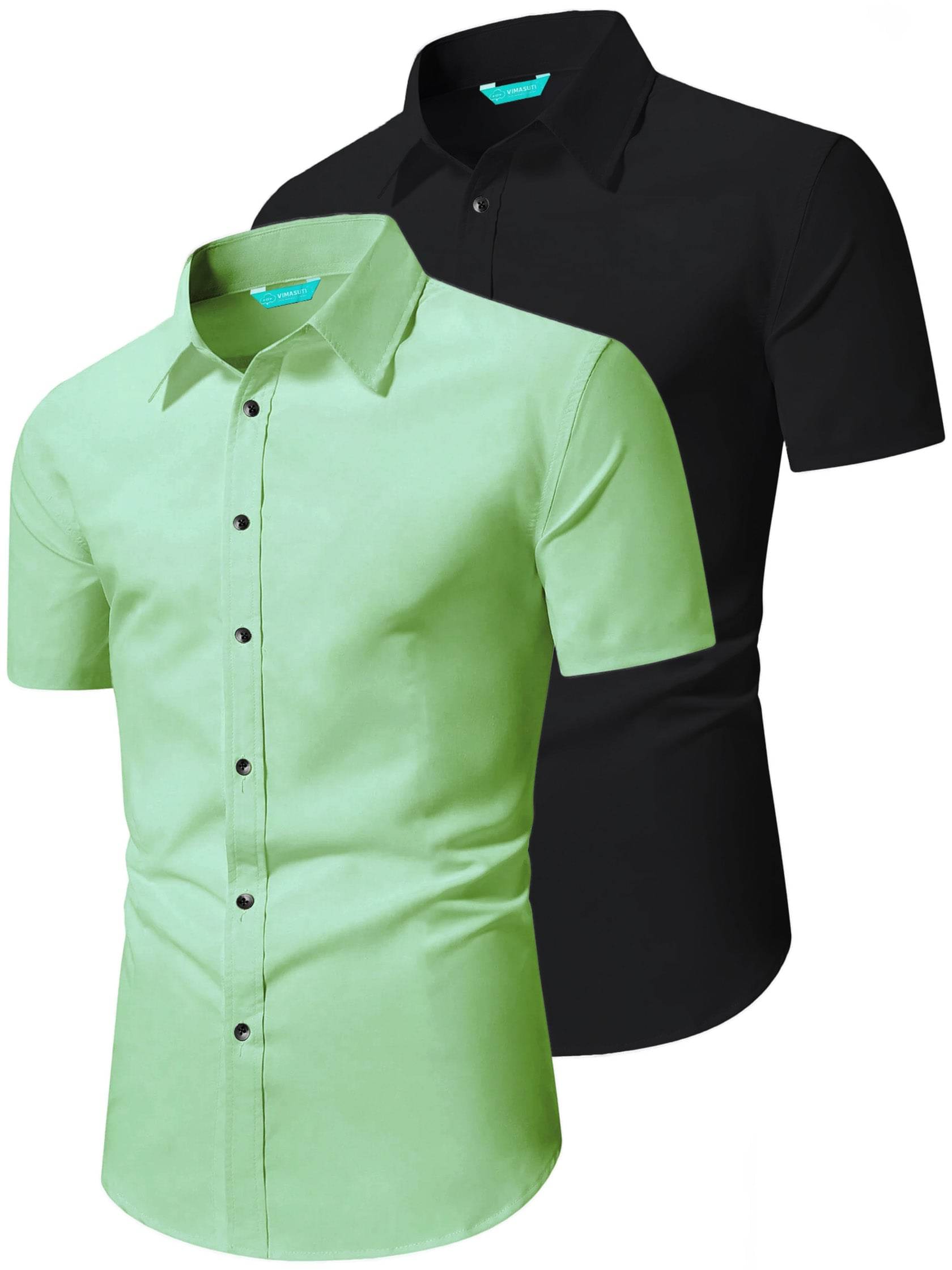    			VIMASUTI Cotton Blend Slim Fit Half Sleeves Men's Formal Shirt - Sea Green ( Pack of 2 )