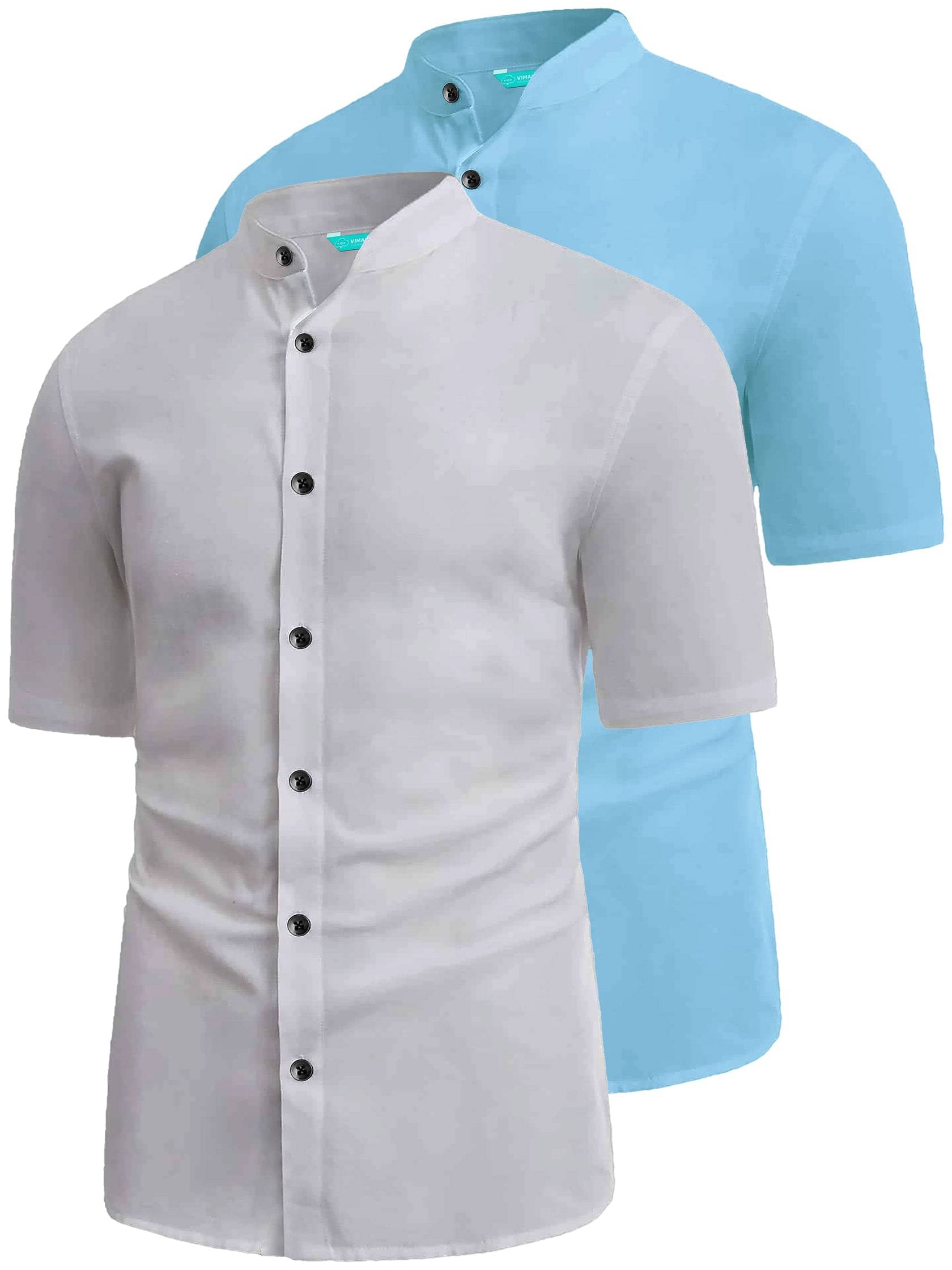     			VIMASUTI Cotton Blend Slim Fit Solids Half Sleeves Men's Casual Shirt - Aqua Blue ( Pack of 2 )