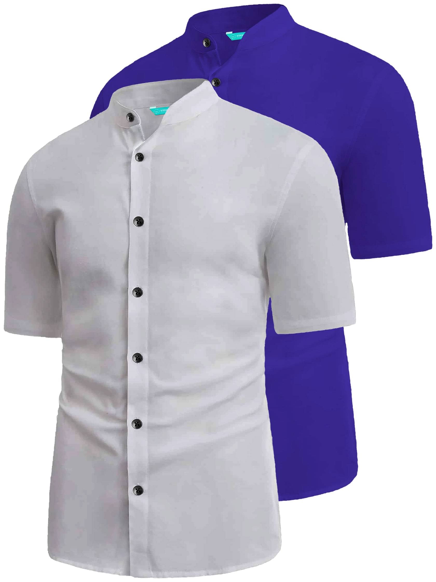     			VIMASUTI Cotton Blend Slim Fit Solids Half Sleeves Men's Casual Shirt - Dark Blue ( Pack of 2 )