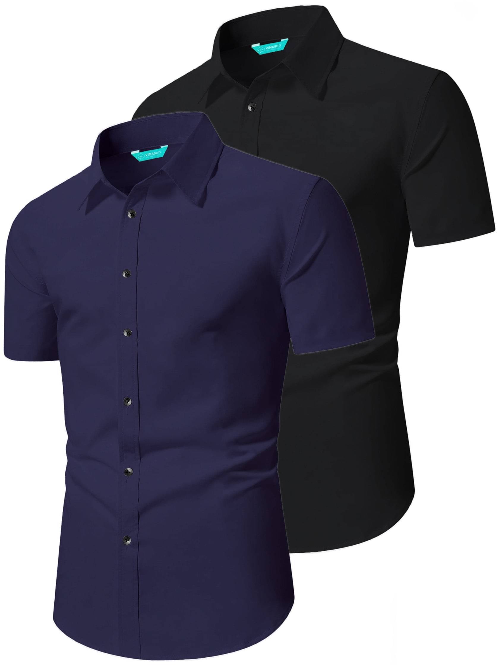     			VIMASUTI Cotton Blend Slim Fit Half Sleeves Men's Formal Shirt - Navy Blue ( Pack of 2 )