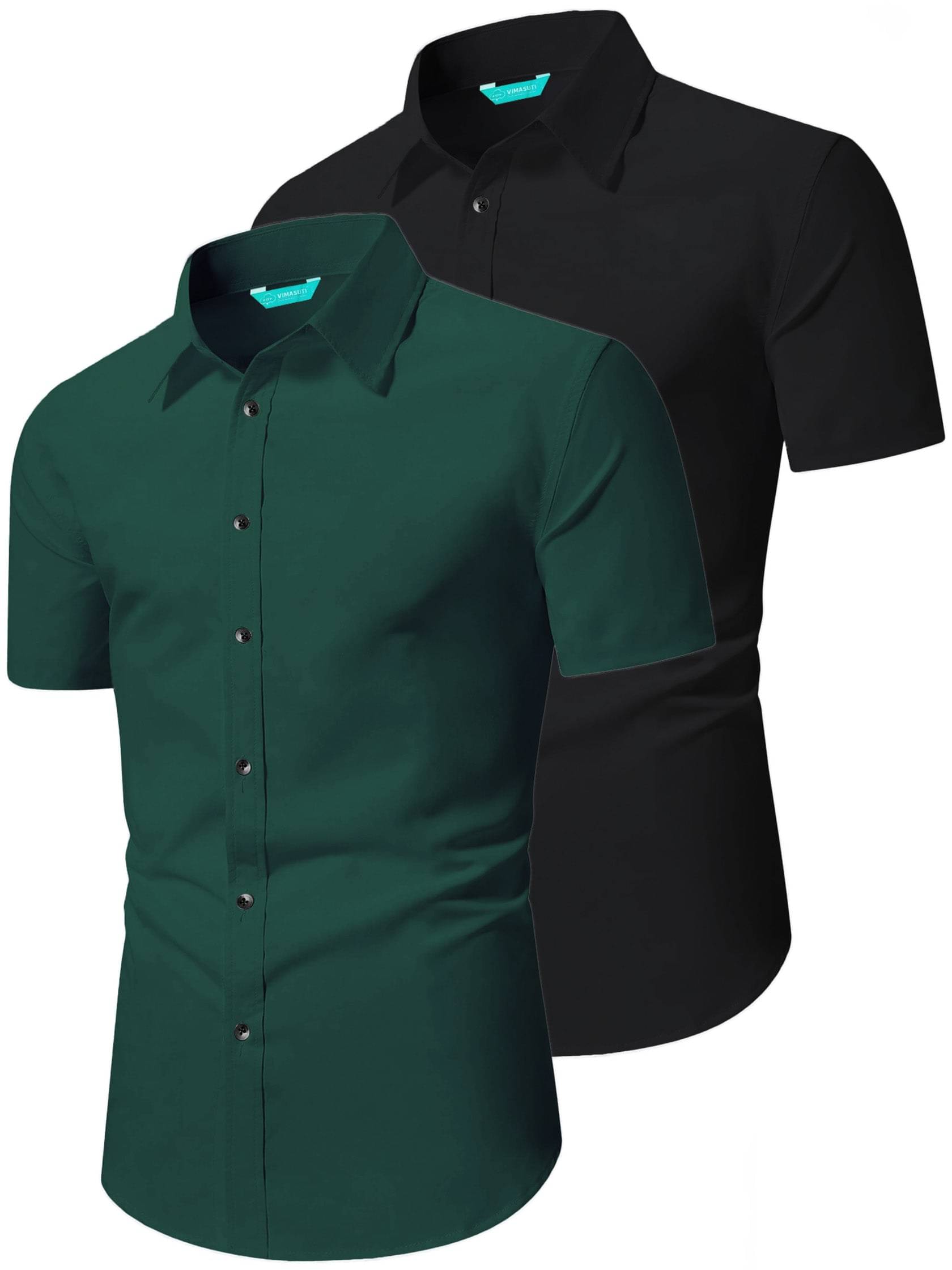     			VIMASUTI Cotton Blend Slim Fit Half Sleeves Men's Formal Shirt - Green ( Pack of 2 )