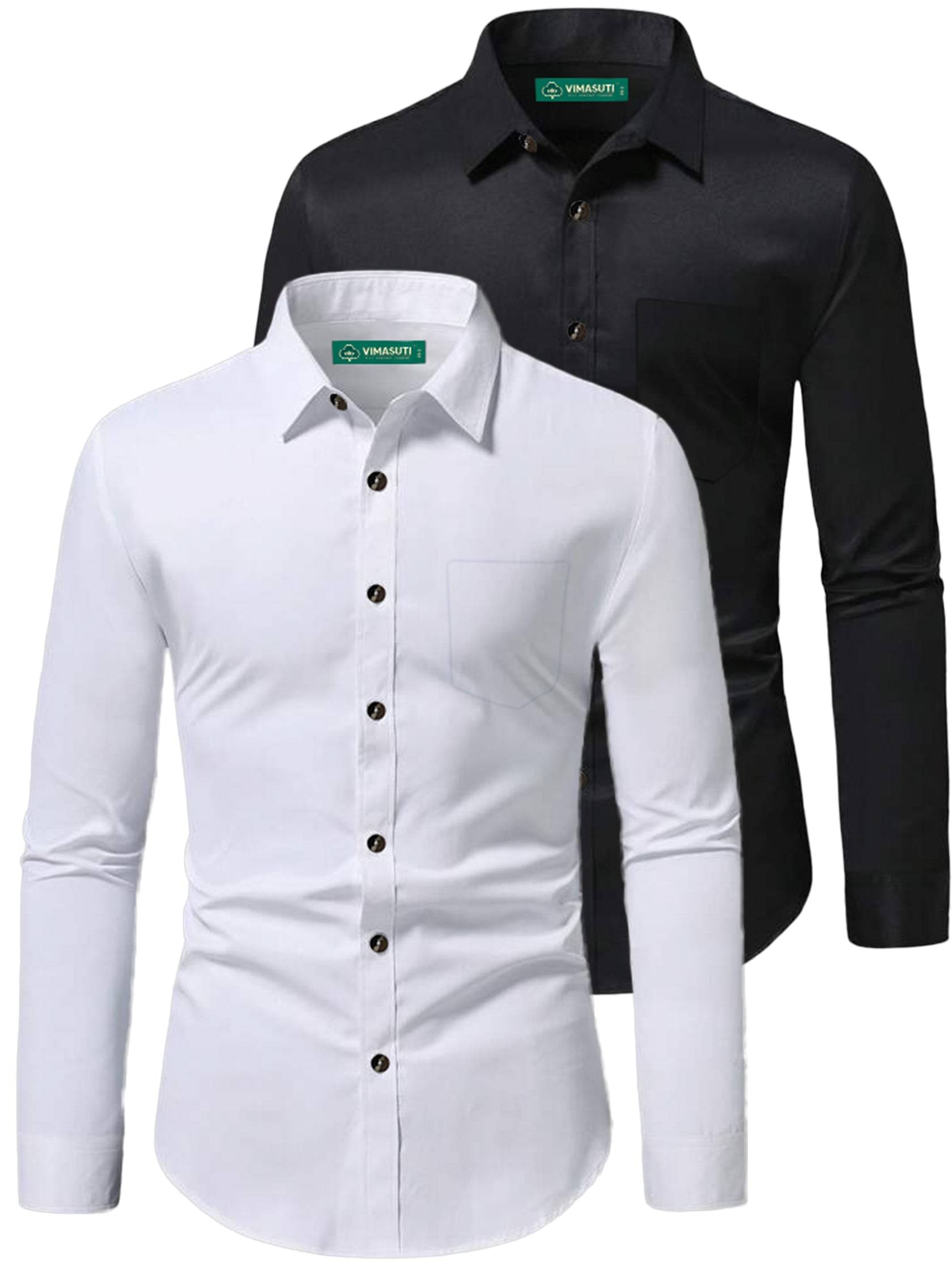 VIMASUTI Cotton Blend Slim Fit Full Sleeves Men's Formal Shirt - White ( Pack of 2 ) VIMASUTI Cotton Blend Slim Fit Full Sleeves Men's Formal Shirt - White ( Pack of 2 )