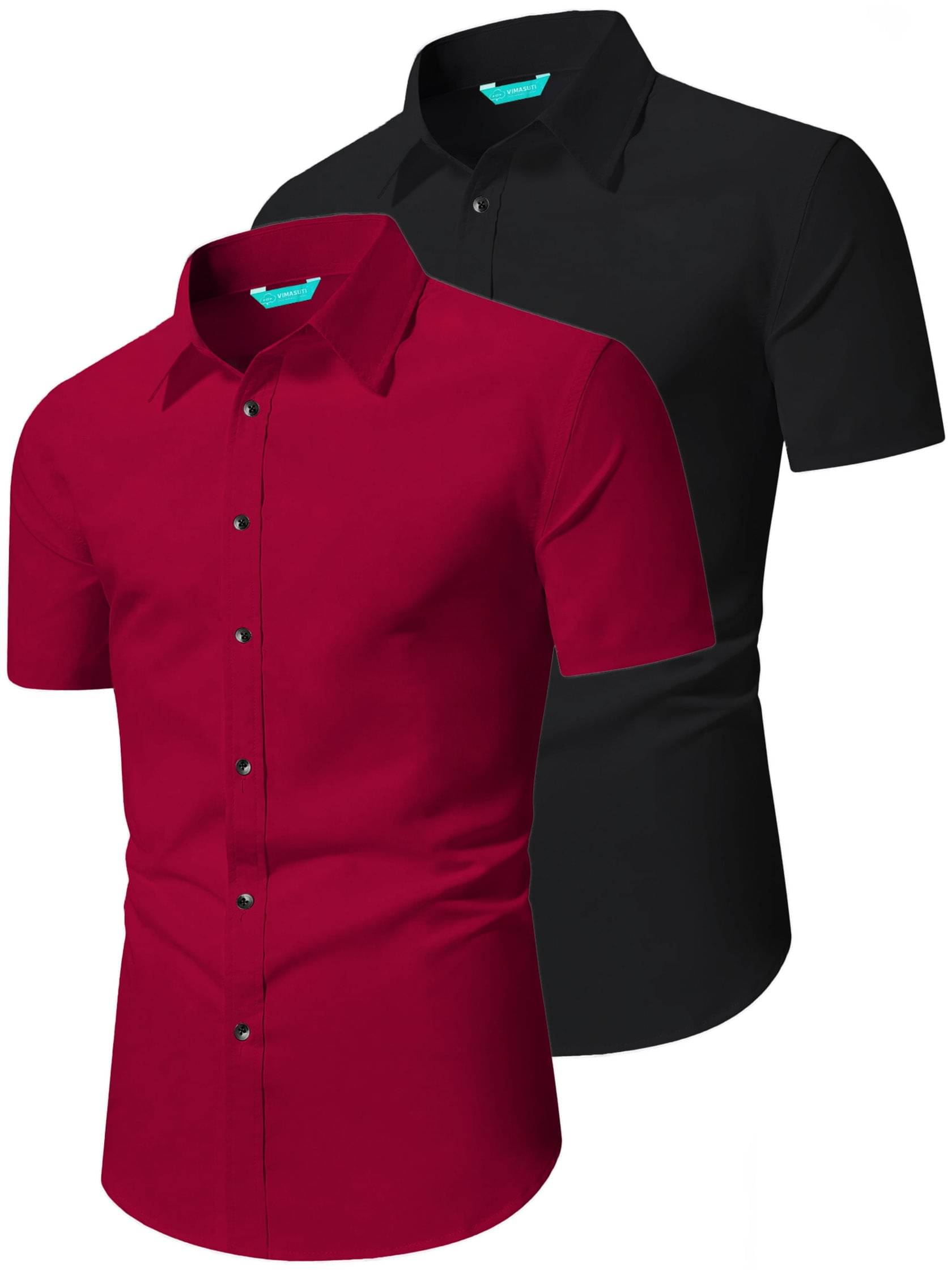 VIMASUTI Cotton Blend Slim Fit Half Sleeves Men's Formal Shirt - Maroon ( Pack of 2 ) VIMASUTI Cotton Blend Slim Fit Half Sleeves Men's Formal Shirt - Maroon ( Pack of 2 )
