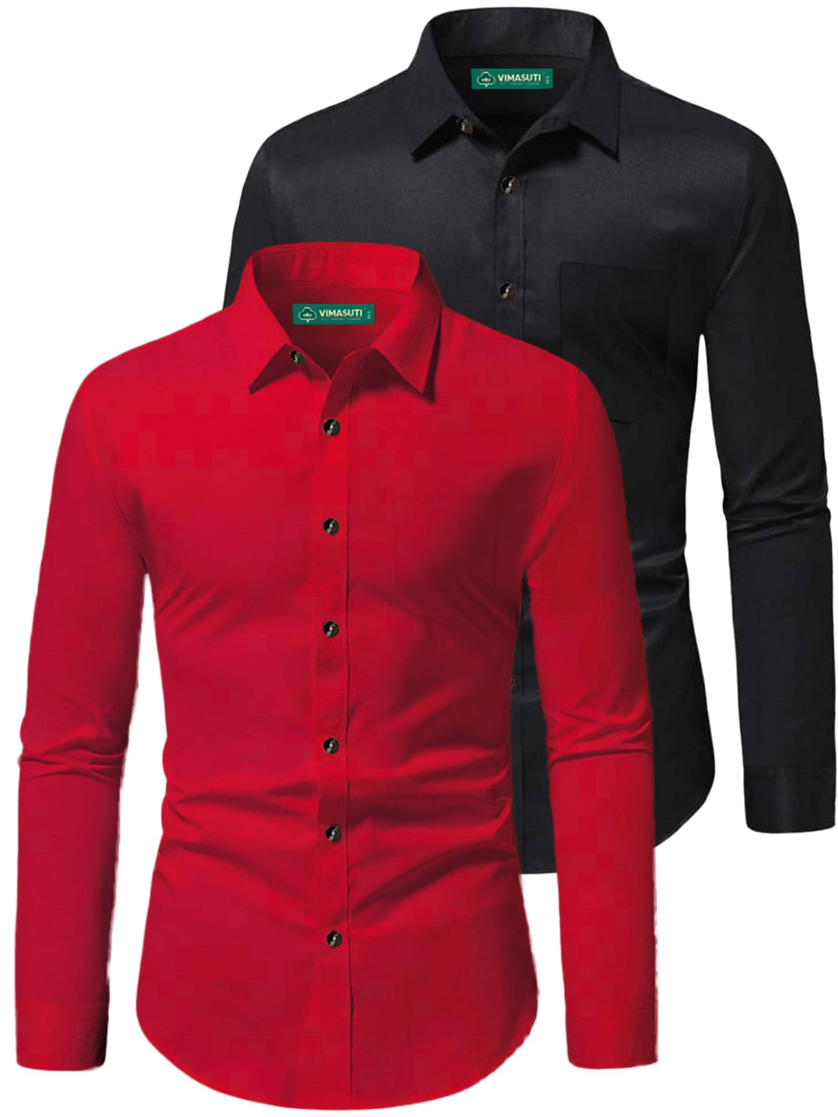 VIMASUTI Cotton Blend Slim Fit Full Sleeves Men's Formal Shirt - Red ( Pack of 2 ) VIMASUTI Cotton Blend Slim Fit Full Sleeves Men's Formal Shirt - Red ( Pack of 2 )