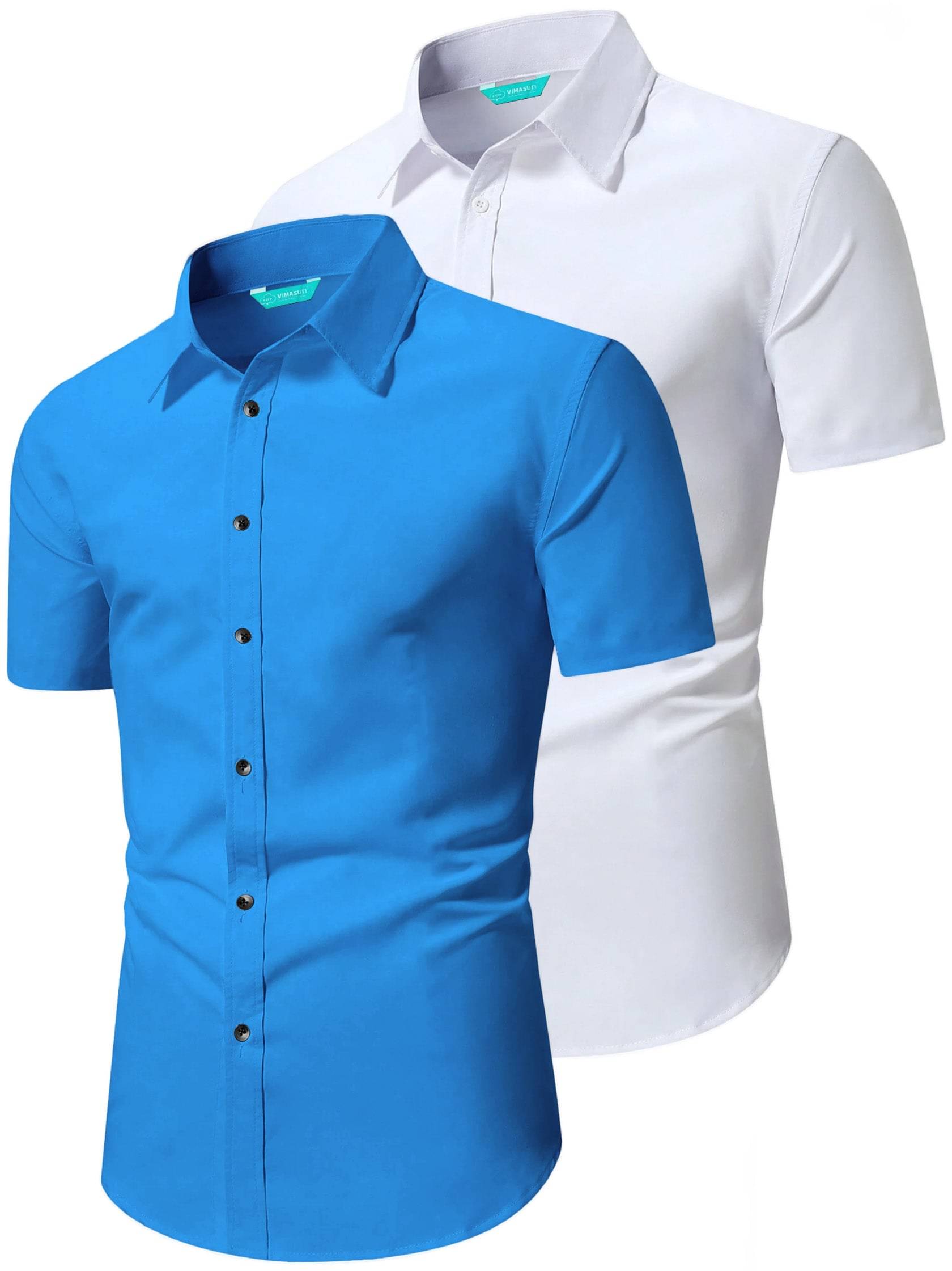     			VIMASUTI Cotton Blend Slim Fit Half Sleeves Men's Formal Shirt - Turquoise ( Pack of 2 )