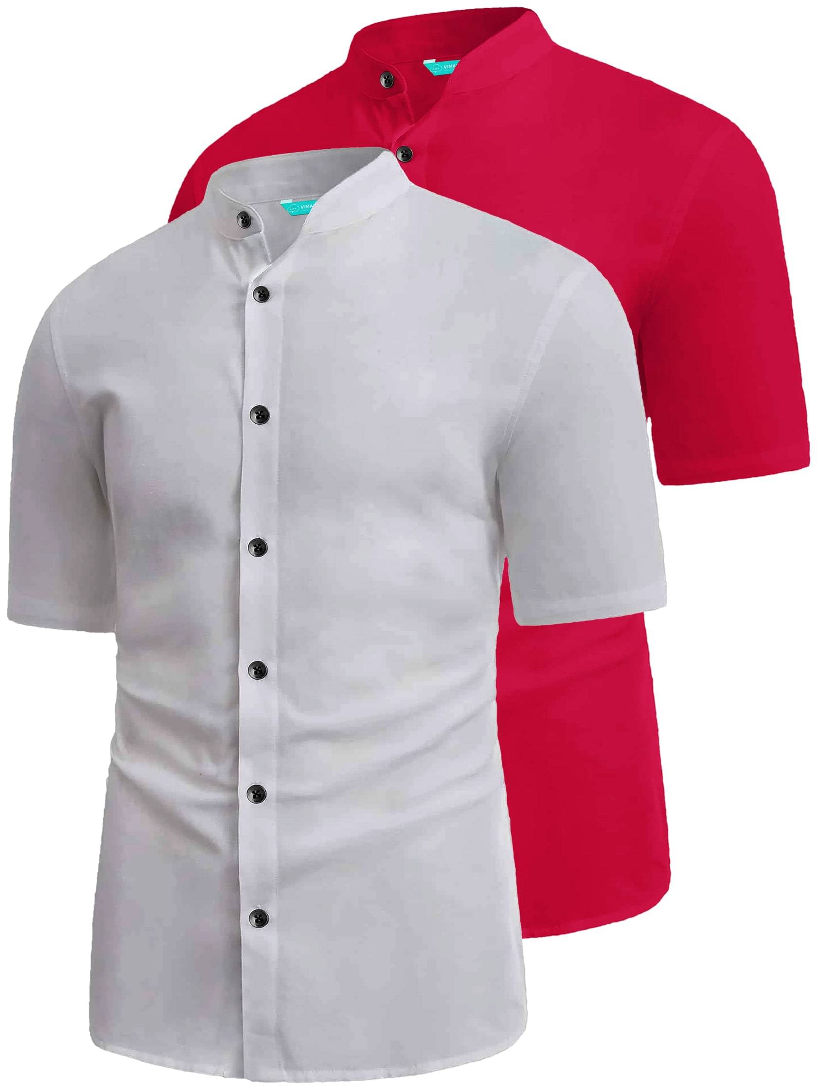     			VIMASUTI Cotton Blend Slim Fit Solids Half Sleeves Men's Casual Shirt - Red ( Pack of 2 )