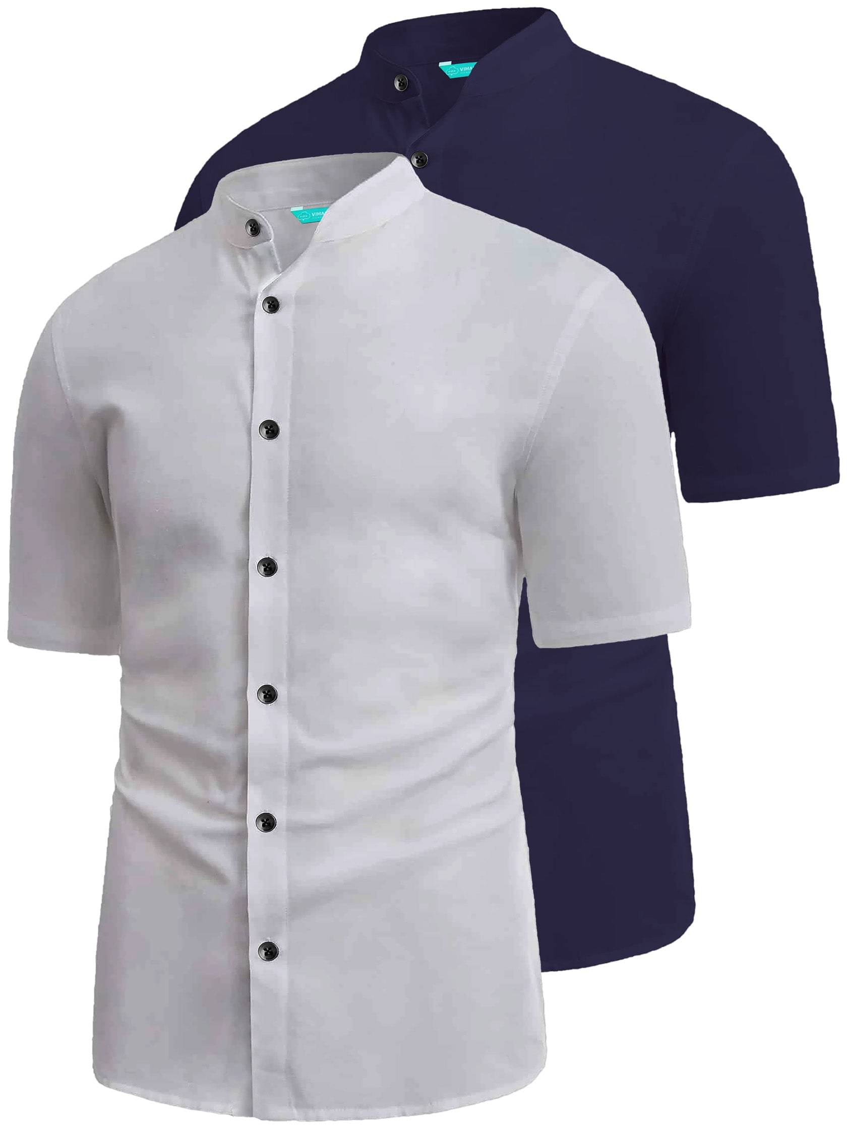 VIMASUTI Cotton Blend Slim Fit Solids Half Sleeves Men's Casual Shirt - Navy Blue ( Pack of 2 ) VIMASUTI Cotton Blend Slim Fit Solids Half Sleeves Men's Casual Shirt - Navy Blue ( Pack of 2 )