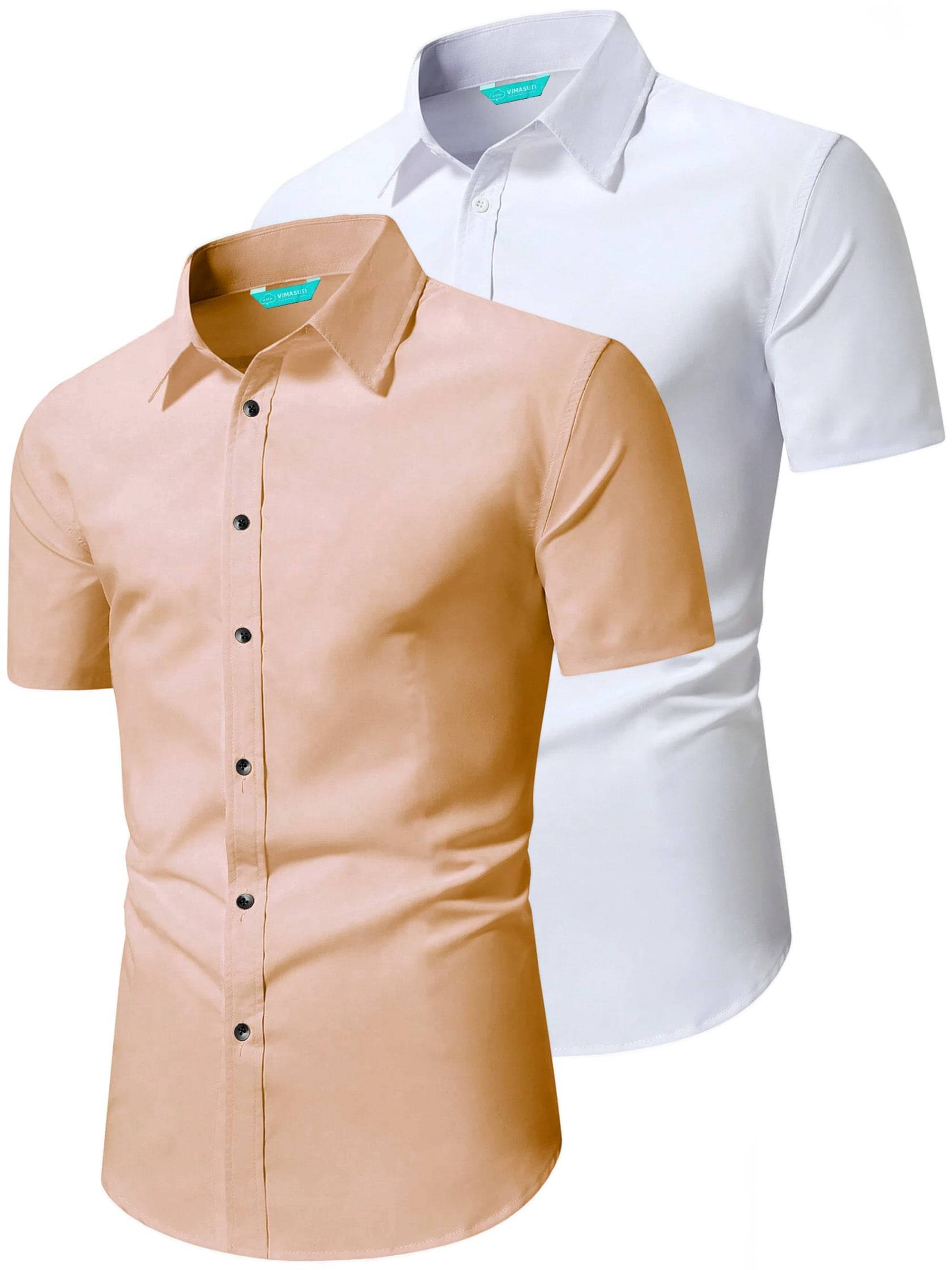    			VIMASUTI Cotton Blend Slim Fit Half Sleeves Men's Formal Shirt - Orange ( Pack of 2 )