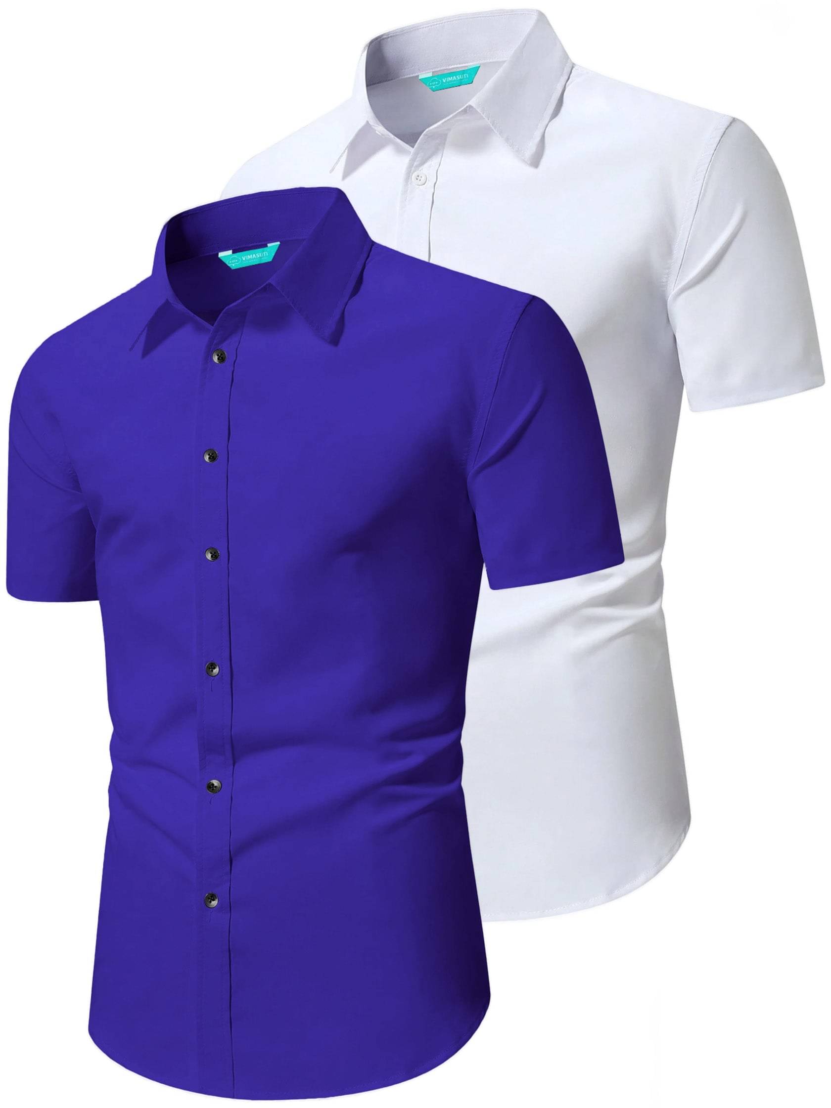 VIMASUTI Cotton Blend Slim Fit Half Sleeves Men's Formal Shirt - Indigo ( Pack of 2 ) VIMASUTI Cotton Blend Slim Fit Half Sleeves Men's Formal Shirt - Indigo ( Pack of 2 )