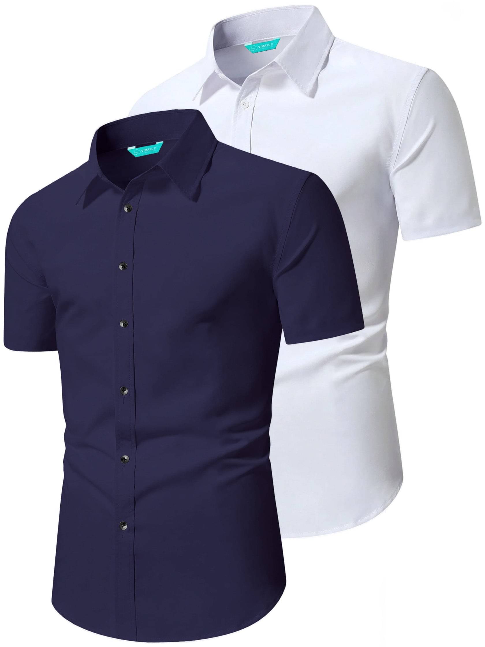 VIMASUTI Cotton Blend Slim Fit Half Sleeves Men's Formal Shirt - Navy Blue ( Pack of 2 ) VIMASUTI Cotton Blend Slim Fit Half Sleeves Men's Formal Shirt - Navy Blue ( Pack of 2 )