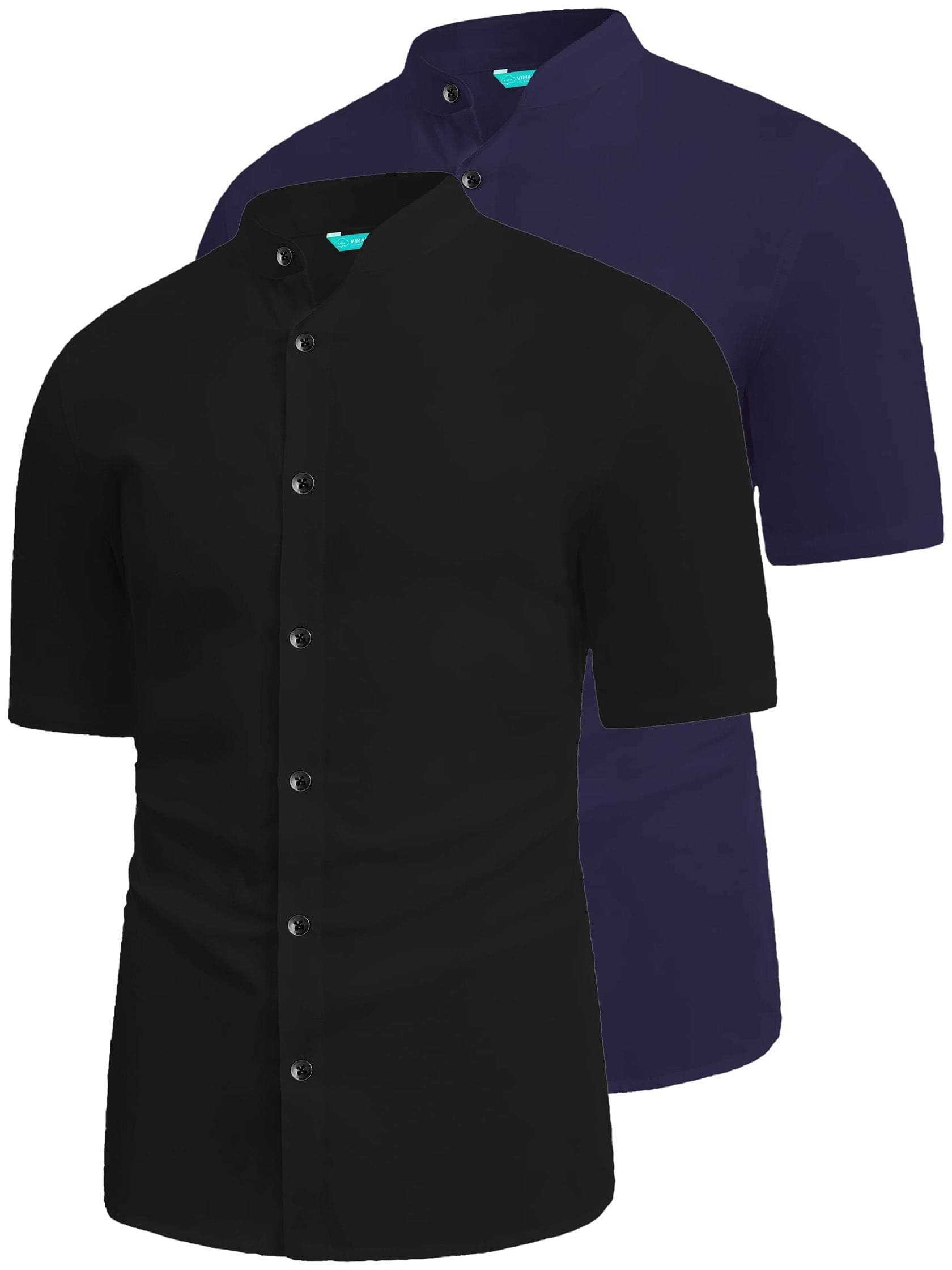     			VIMASUTI Cotton Blend Slim Fit Solids Half Sleeves Men's Casual Shirt - Navy Blue ( Pack of 2 )