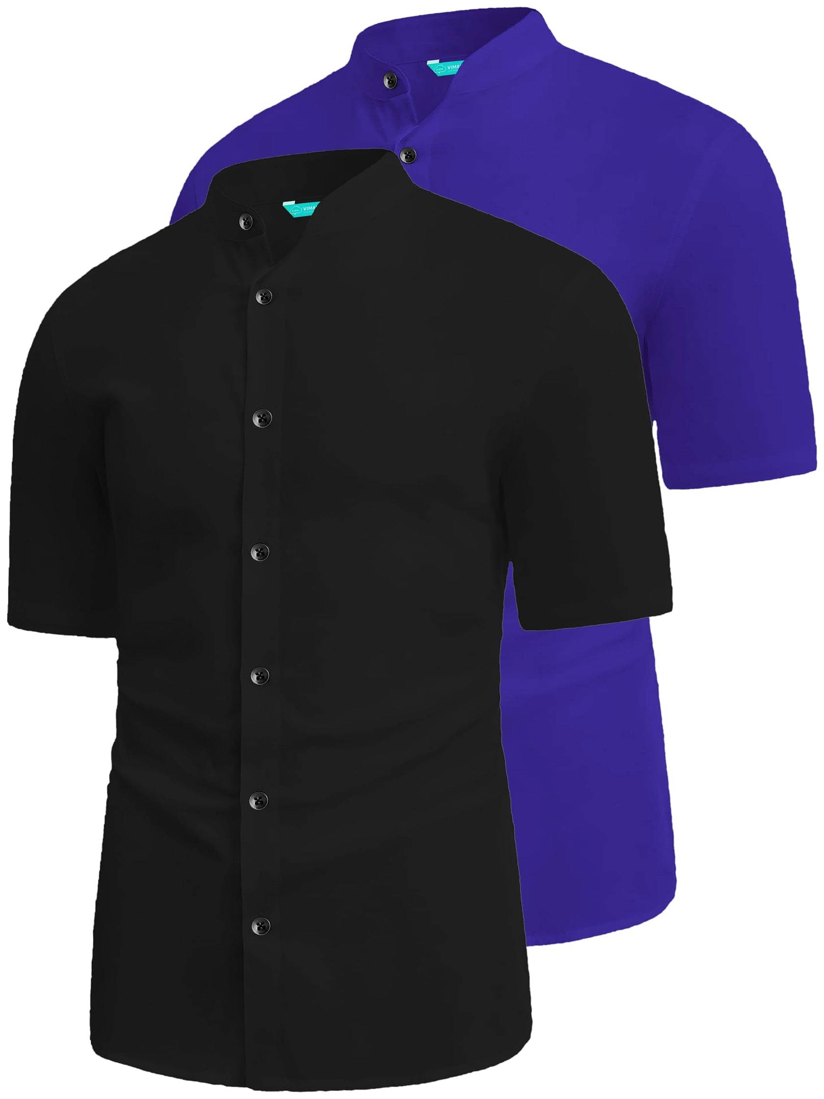 VIMASUTI Cotton Blend Slim Fit Solids Half Sleeves Men's Casual Shirt - Dark Blue ( Pack of 2 ) VIMASUTI Cotton Blend Slim Fit Solids Half Sleeves Men's Casual Shirt - Dark Blue ( Pack of 2 )