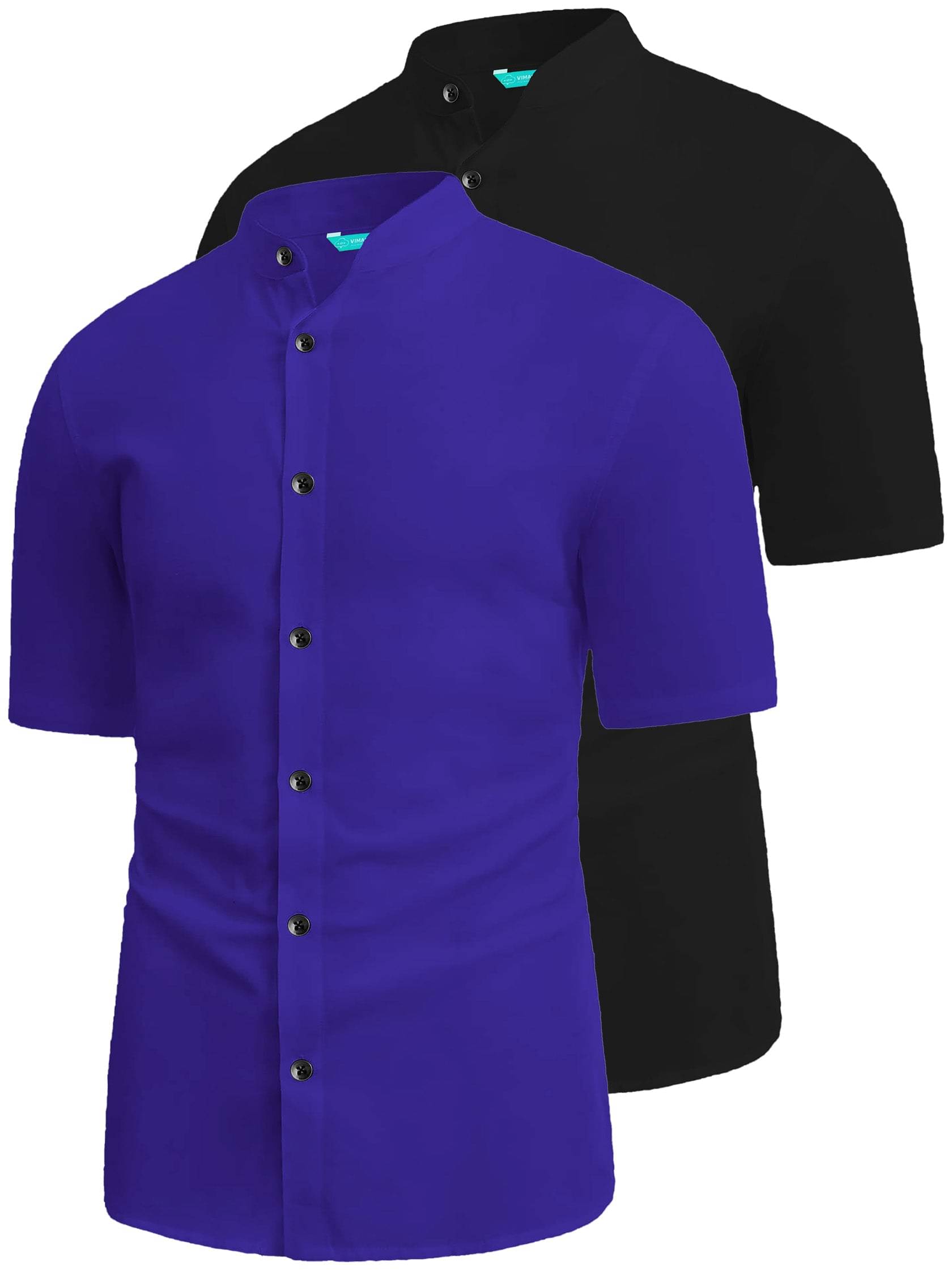 VIMASUTI Cotton Blend Slim Fit Solids Half Sleeves Men's Casual Shirt - Dark Blue ( Pack of 2 ) VIMASUTI Cotton Blend Slim Fit Solids Half Sleeves Men's Casual Shirt - Dark Blue ( Pack of 2 )