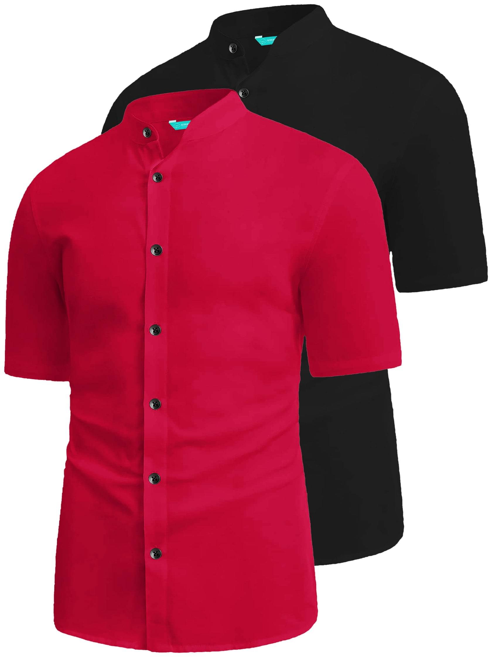 VIMASUTI Cotton Blend Slim Fit Solids Half Sleeves Men's Casual Shirt - Red ( Pack of 2 ) VIMASUTI Cotton Blend Slim Fit Solids Half Sleeves Men's Casual Shirt - Red ( Pack of 2 )