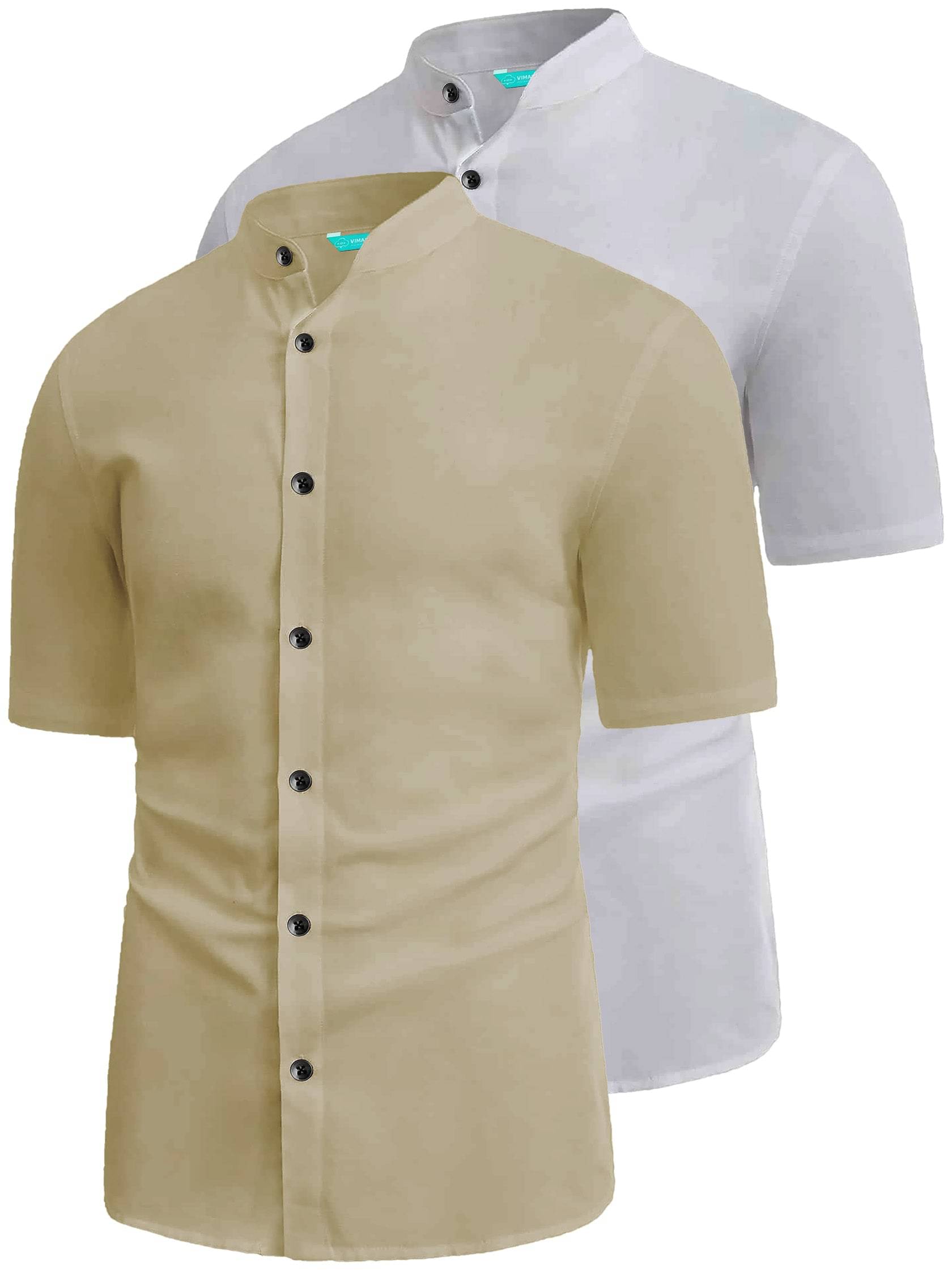     			VIMASUTI Cotton Blend Slim Fit Solids Half Sleeves Men's Casual Shirt - Beige ( Pack of 2 )